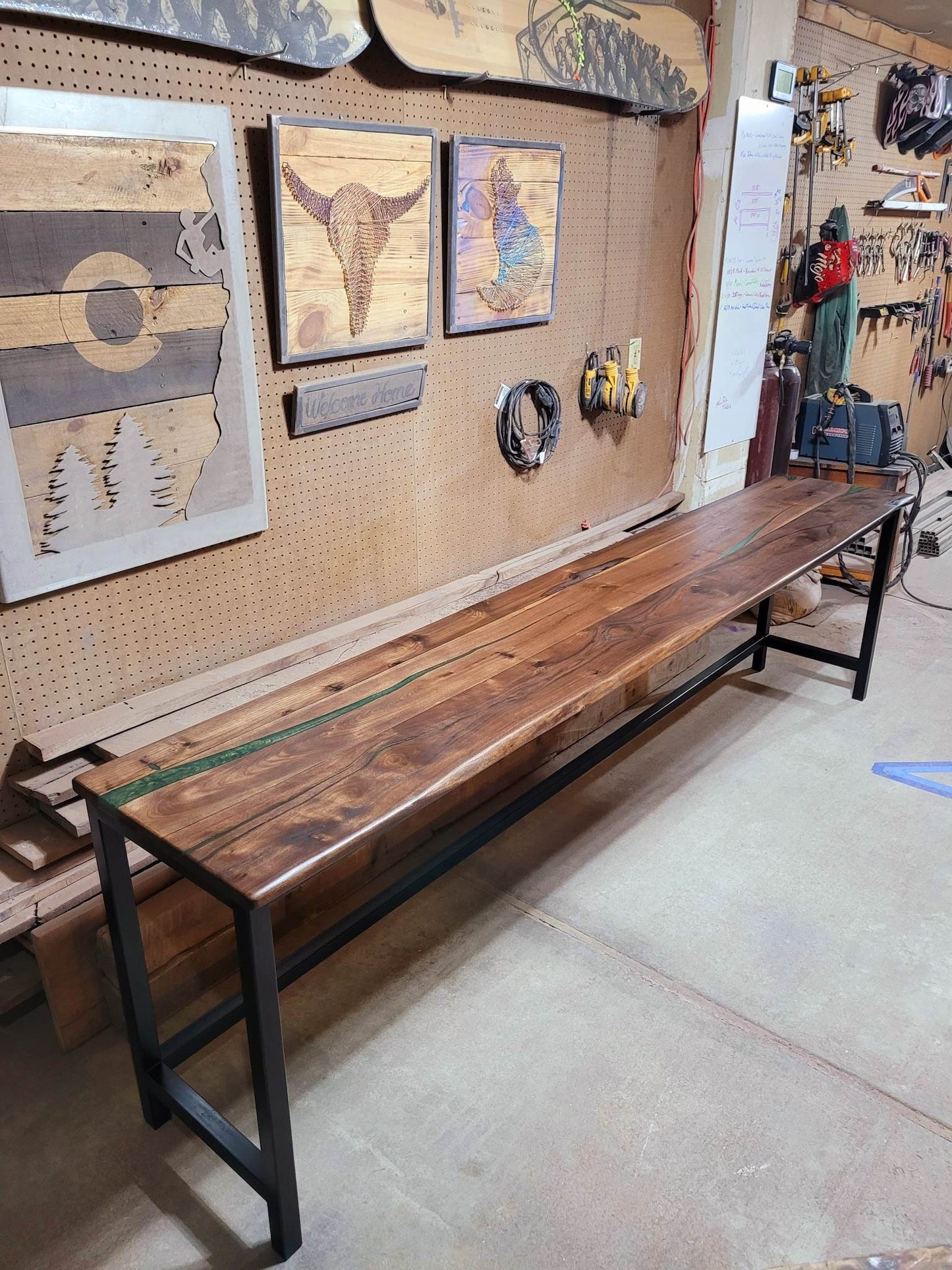 Start a Discussion! - Colored Epoxy Resin Table - 100% Handmade in Colorado - Black Walnut - Black Diamond Pigments