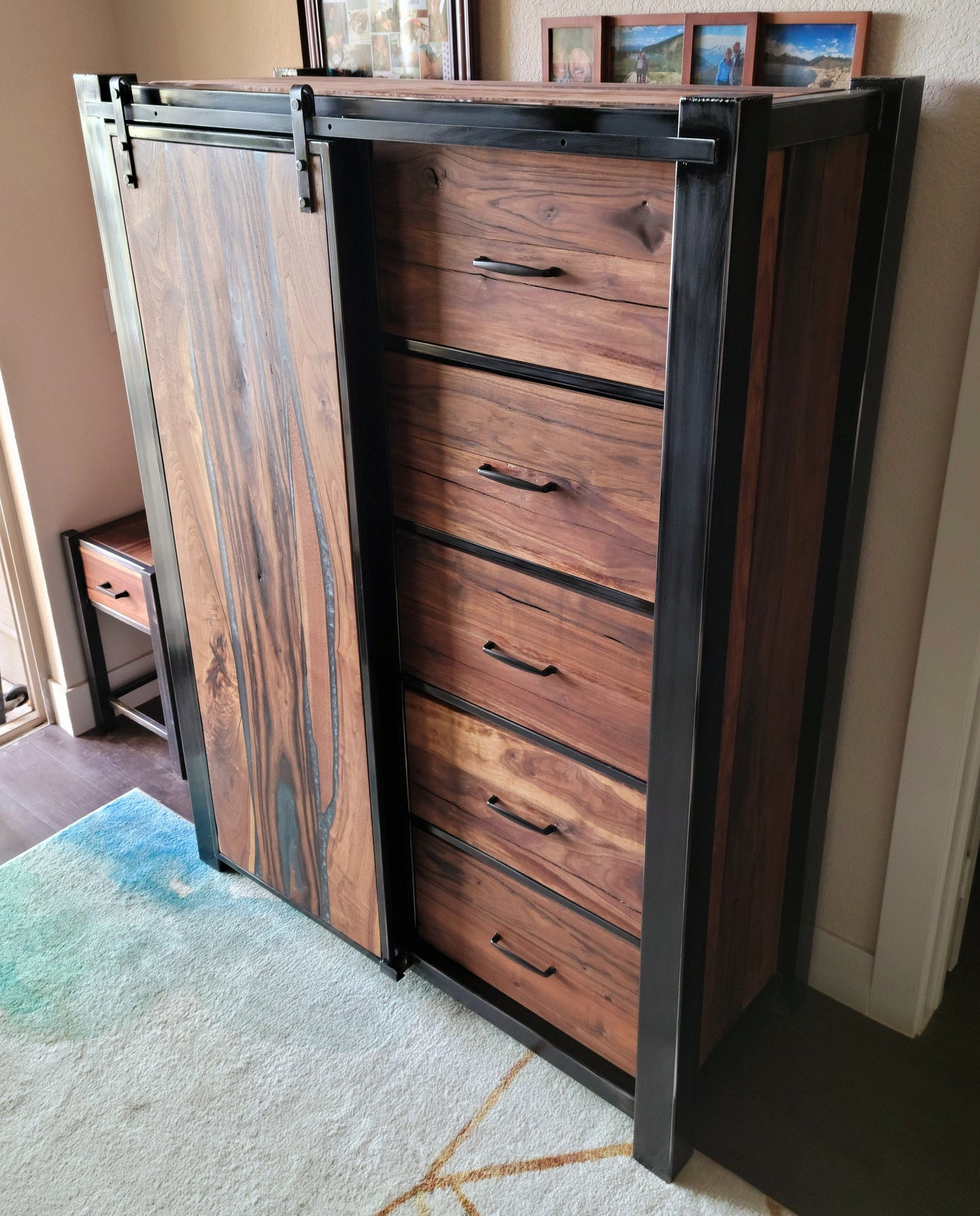 Design Consultation - Oversized Barndoor Dresser - Handmade to Order - American Black Walnut & Epoxy Inlay