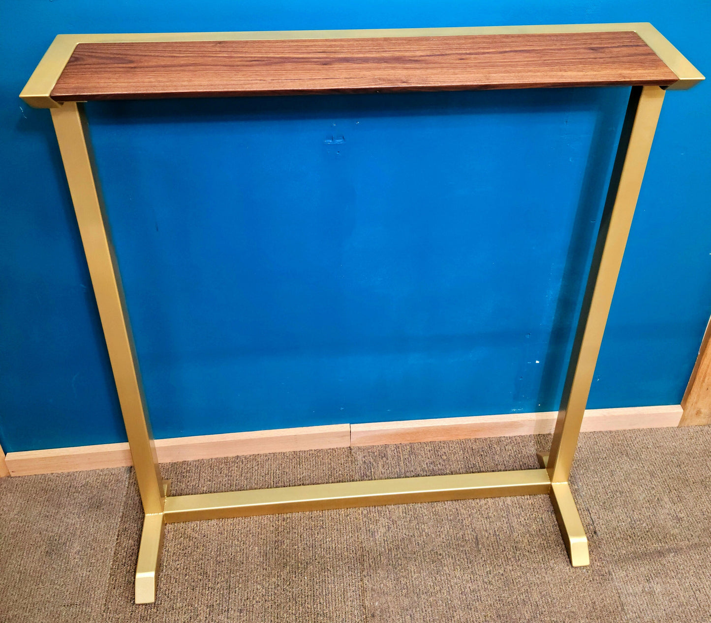 Made to Order! - Couch Table/Display Table - Walnut Wood Gold Base - Made to Order by hand in Colorado!
