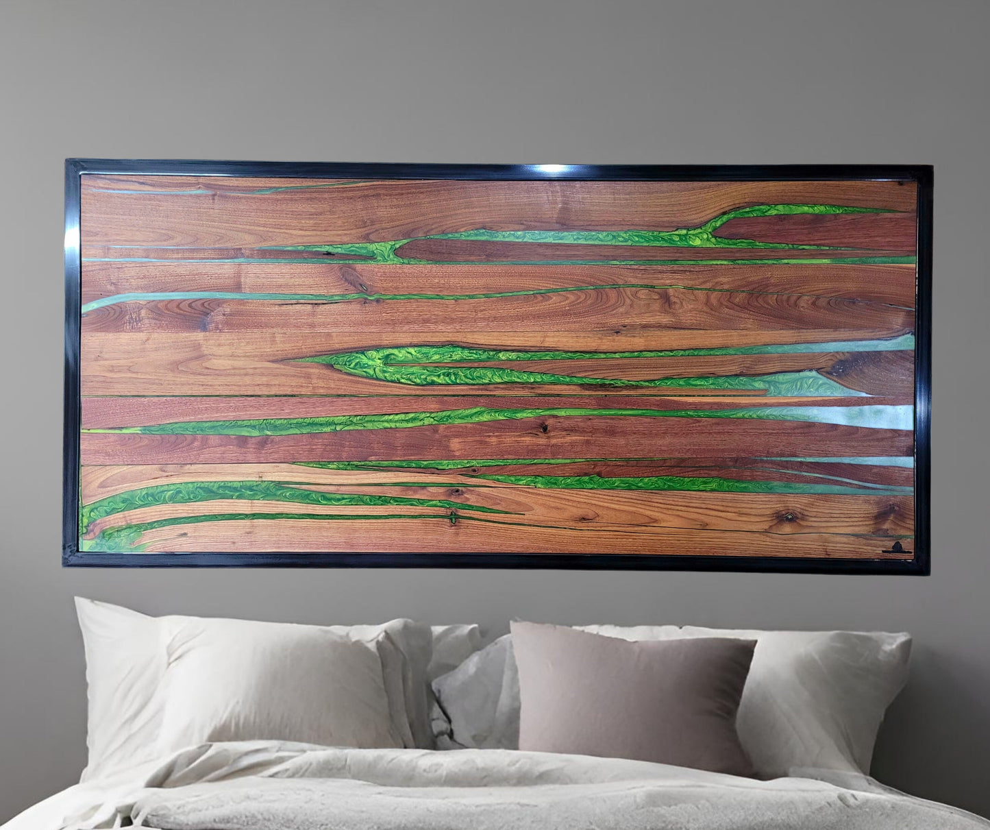 Made to Order Headboard ~ American Black Walnut & Epoxy ~ Handmade Rustic Modern Wall Mounted