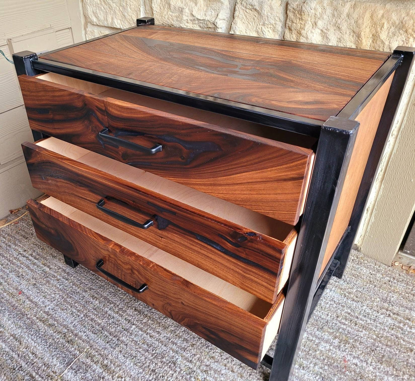 Bedroom Nightstand - Home Furnishing - Small Table with Drawers - Handmade