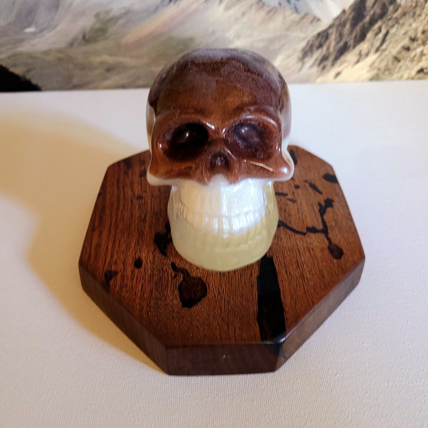 Halloween Decor - Mahogany & Pure White Skull