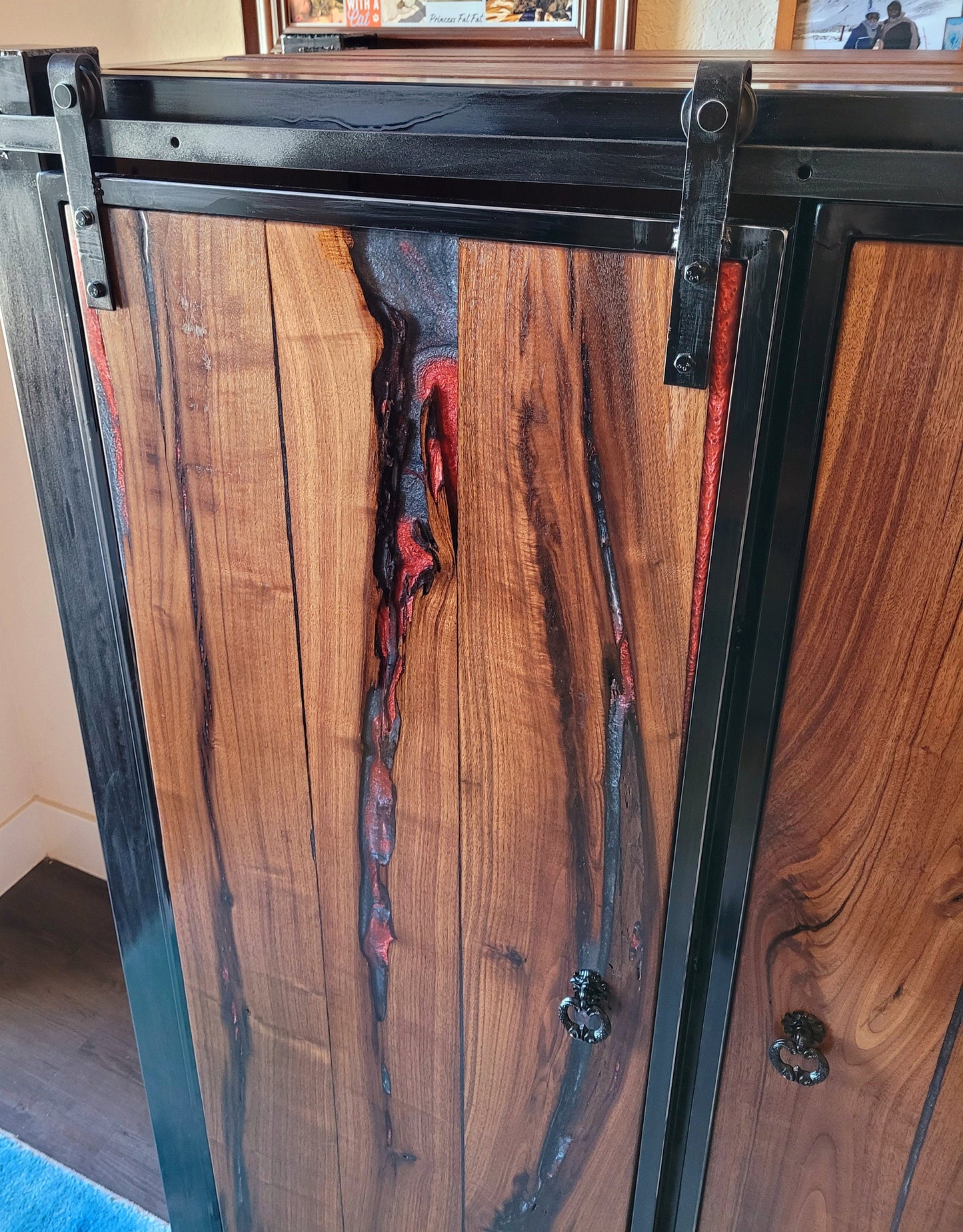 Custom Barndoor Dresser - Handmade to Order - American Black Walnut & Epoxy Inlay