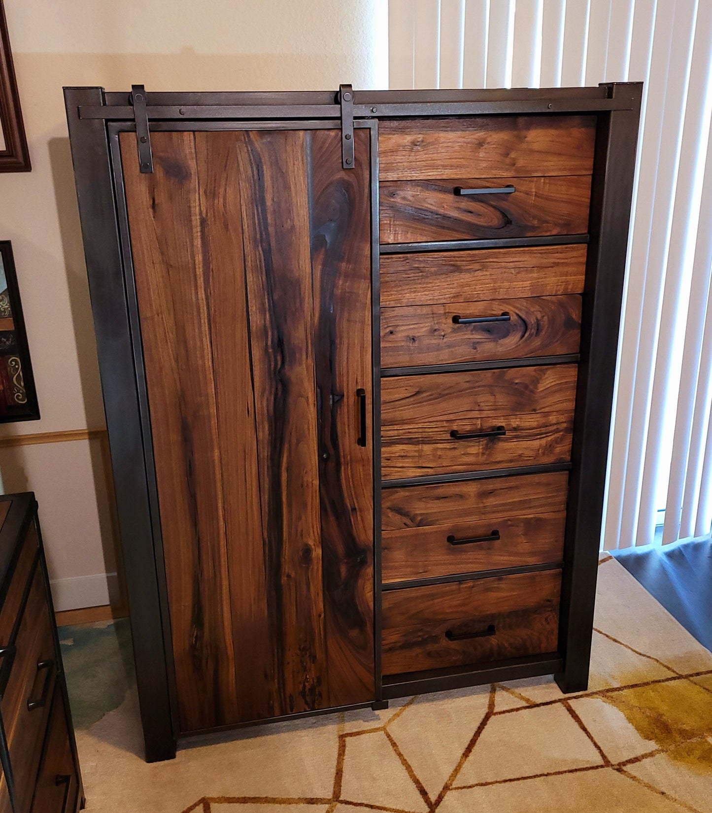Custom Order! - Oversized Barndoor Dresser - Handmade to Spec - American Black Walnut & Epoxy Inlay