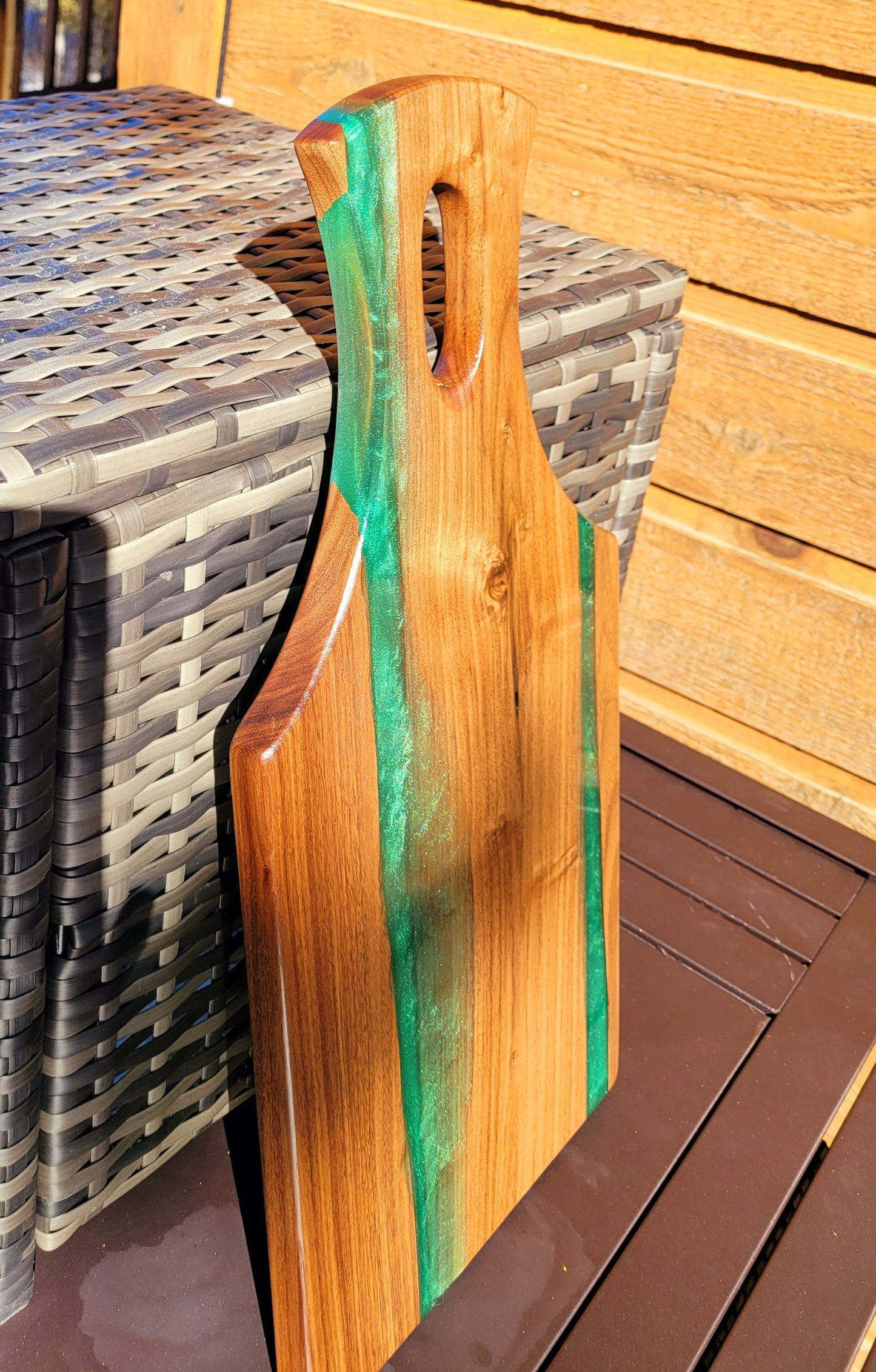 Made to Order! - Emerald Green & Gold - American Black Walnut Cutting Board Colored Epoxy