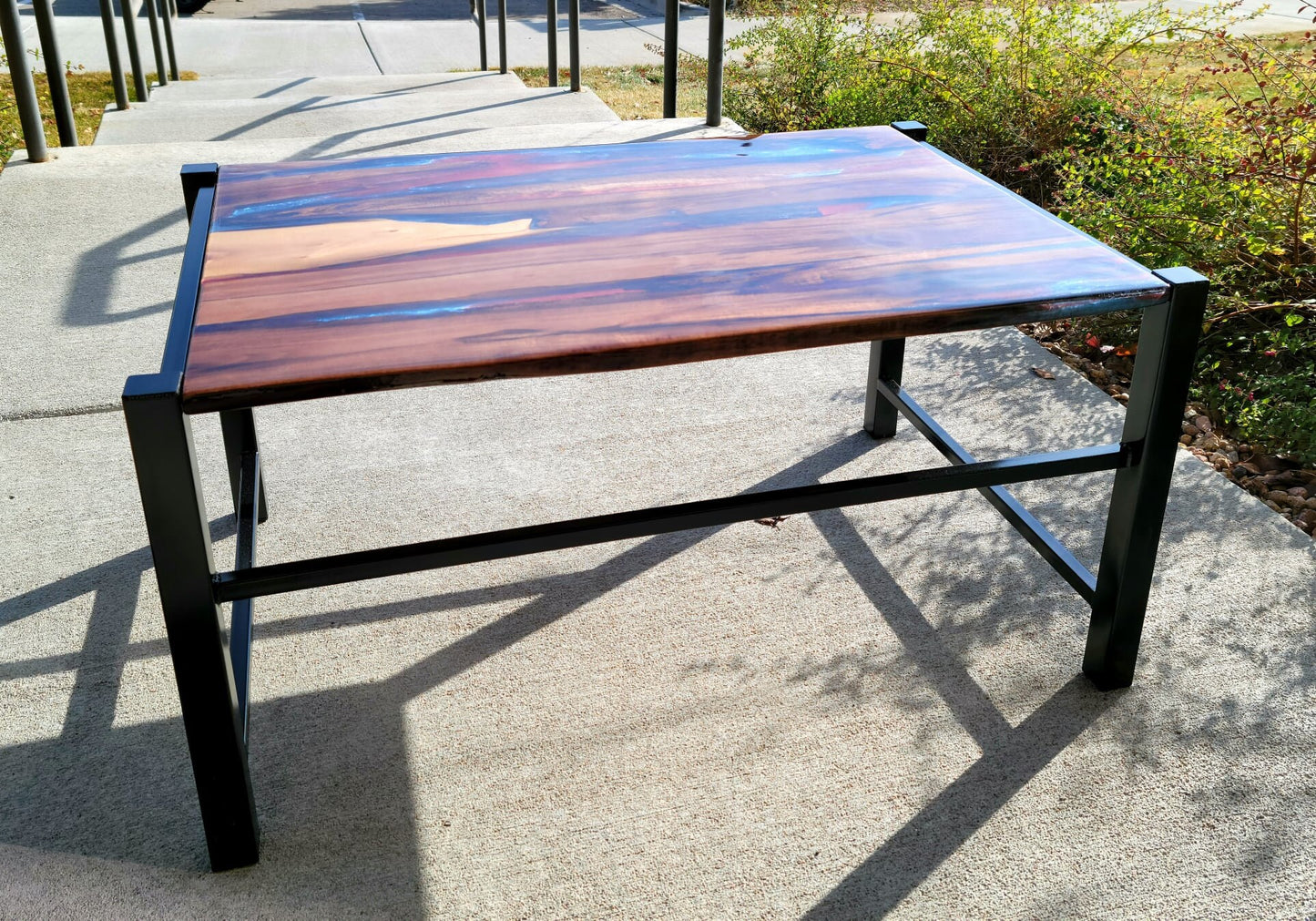 Epoxy Coffee Table - Living Room Console - Walnut Side Table