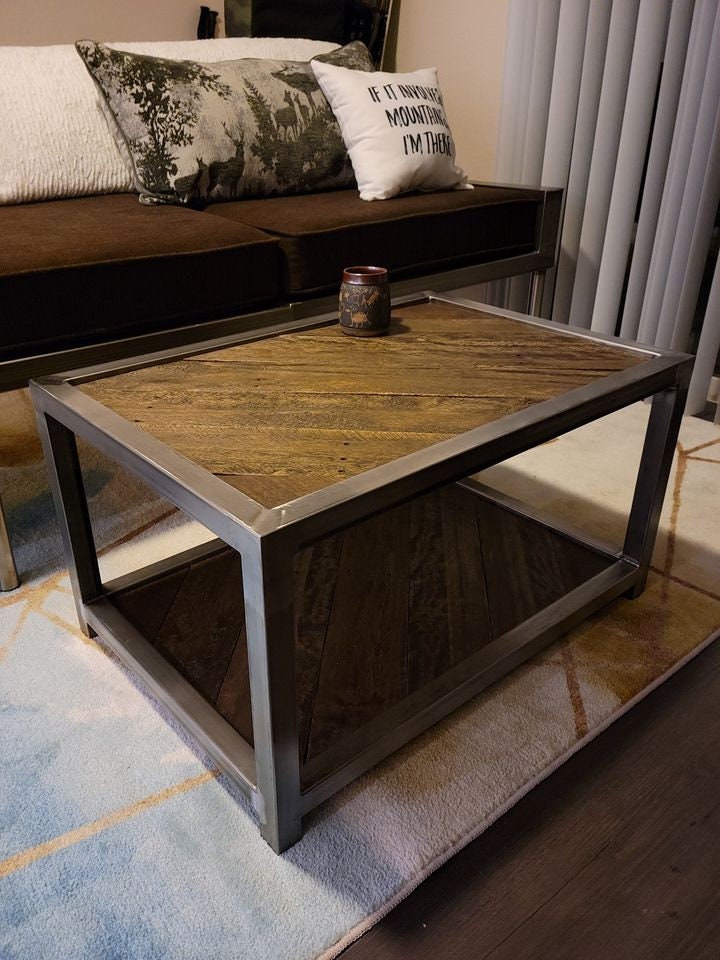 Start a Discussion! - Custom Built Coffee Table - Real Steel & Reclaimed Wood from Colorado