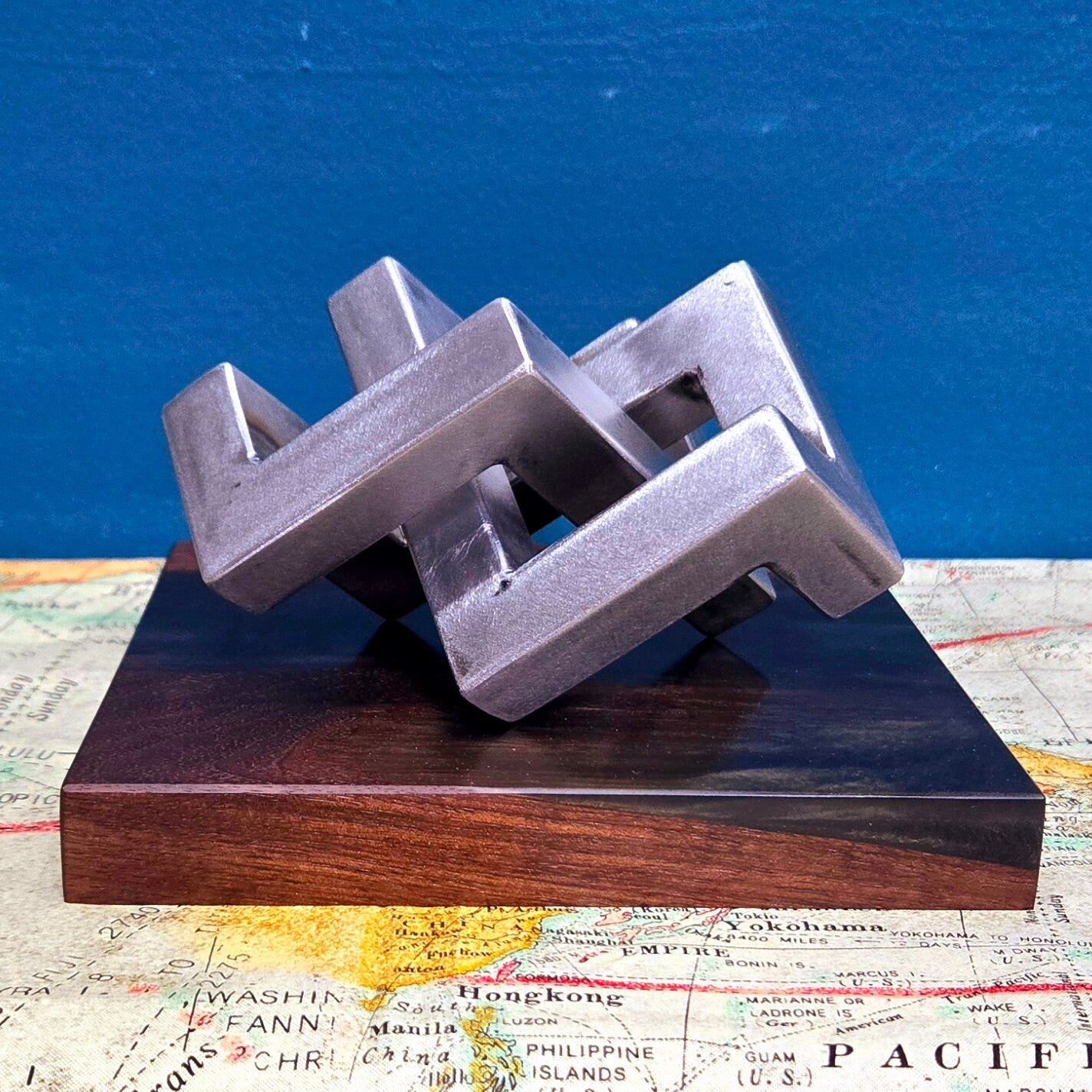 The Real Infiniti Cube - Handmade from Real Steel - American Walnut & Epoxy base