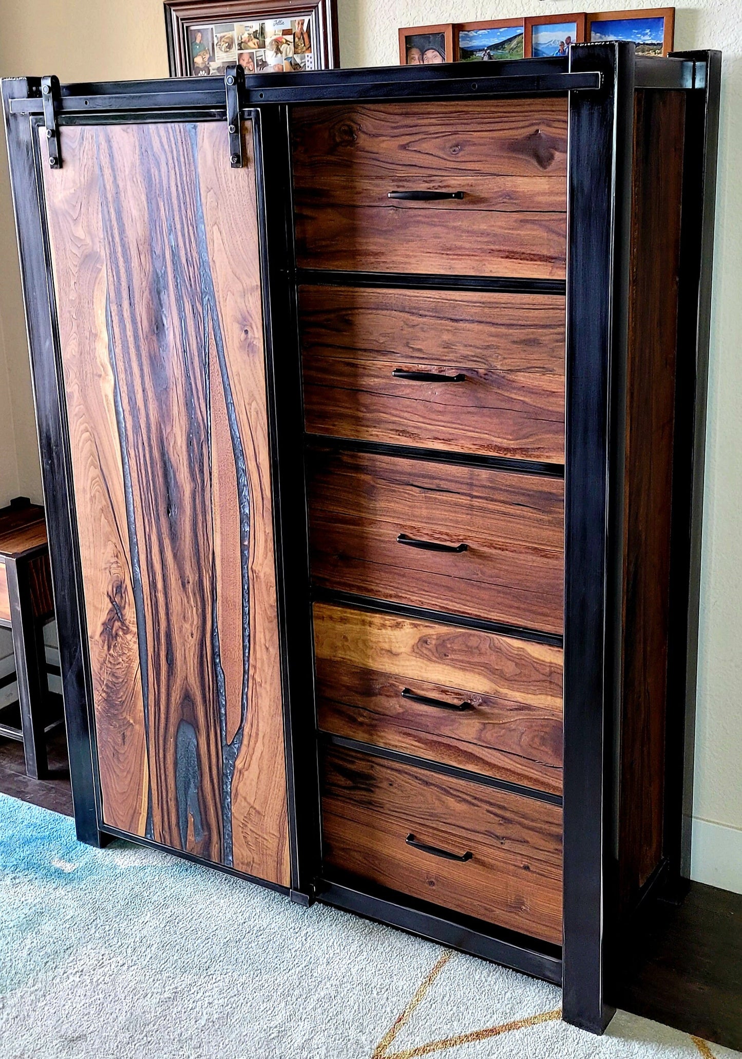 Design Consultation - Oversized Barndoor Dresser - Handmade to Order - American Black Walnut & Epoxy Inlay