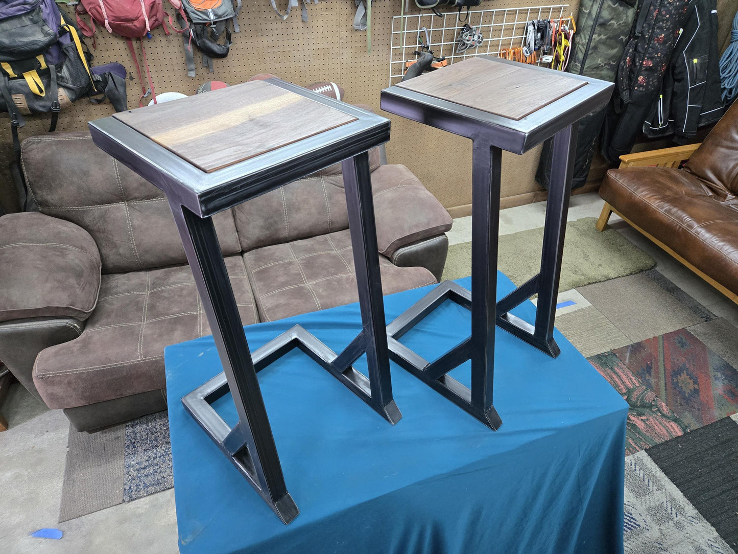 Industrial Bar Stools - Made to Order - Black Walnut - Epoxy Available