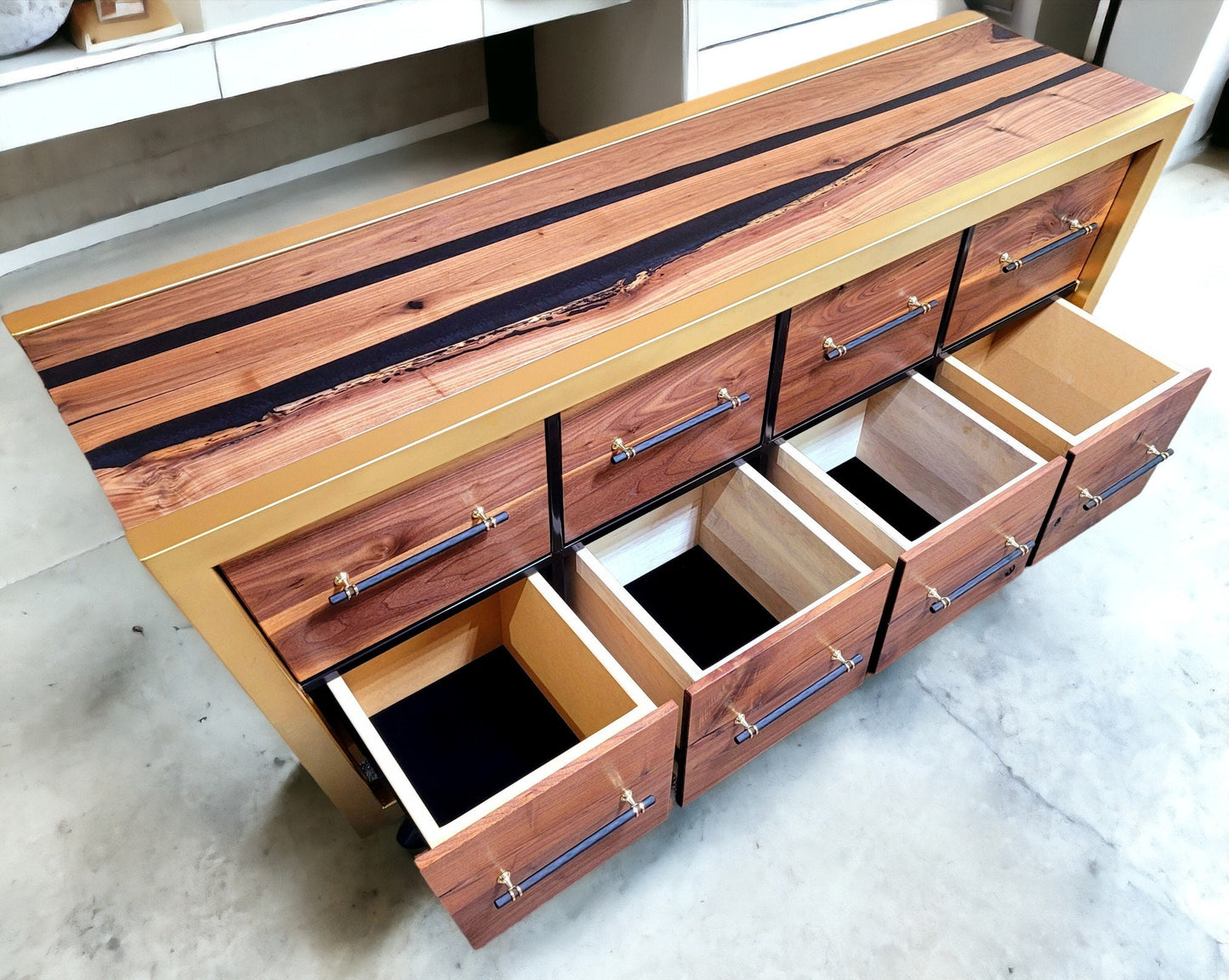 Ready to Ship "Black Gold" Handmade Chest of Drawers