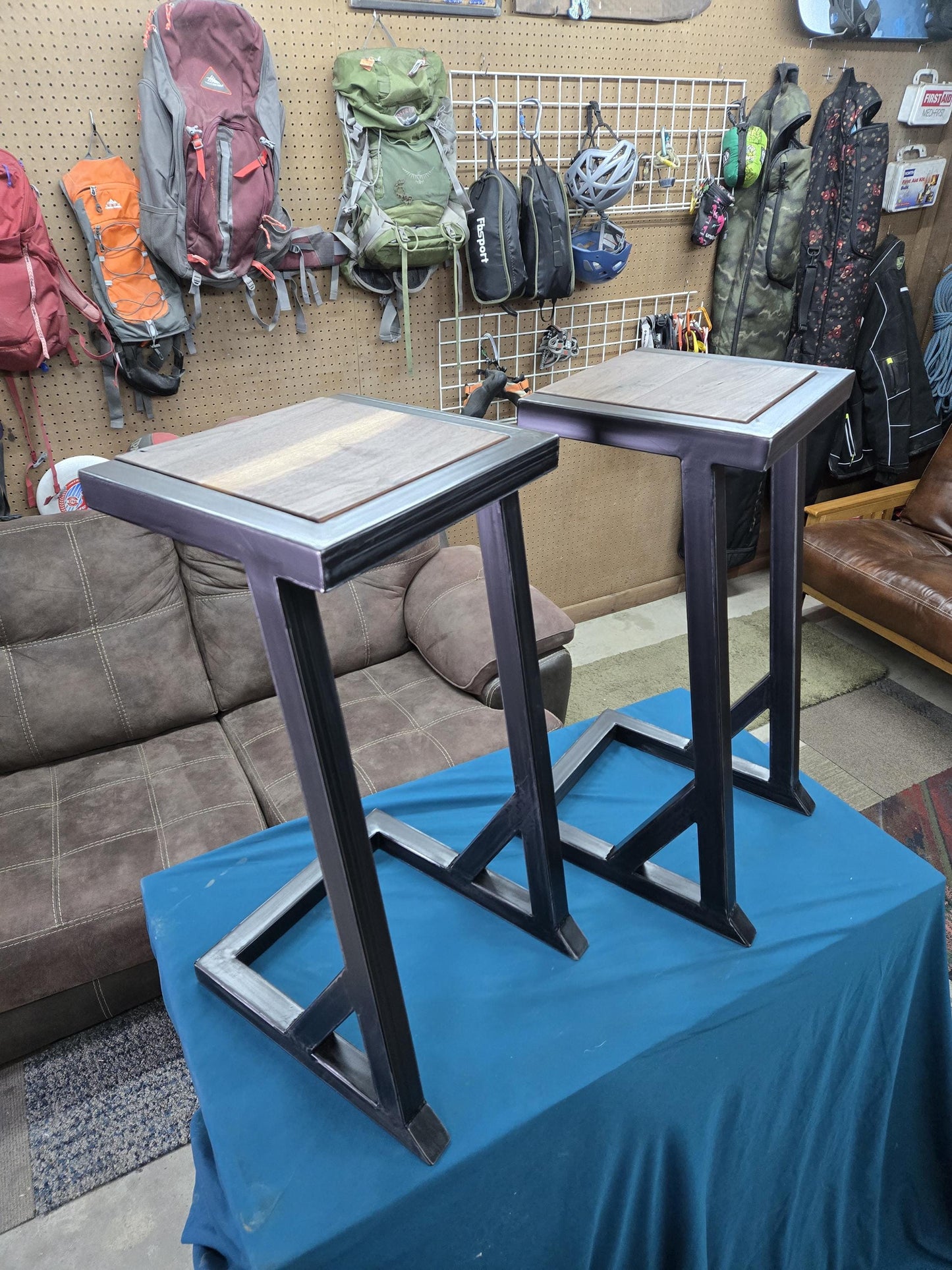 Industrial Bar Stools - Made to Order - Black Walnut - Epoxy Available
