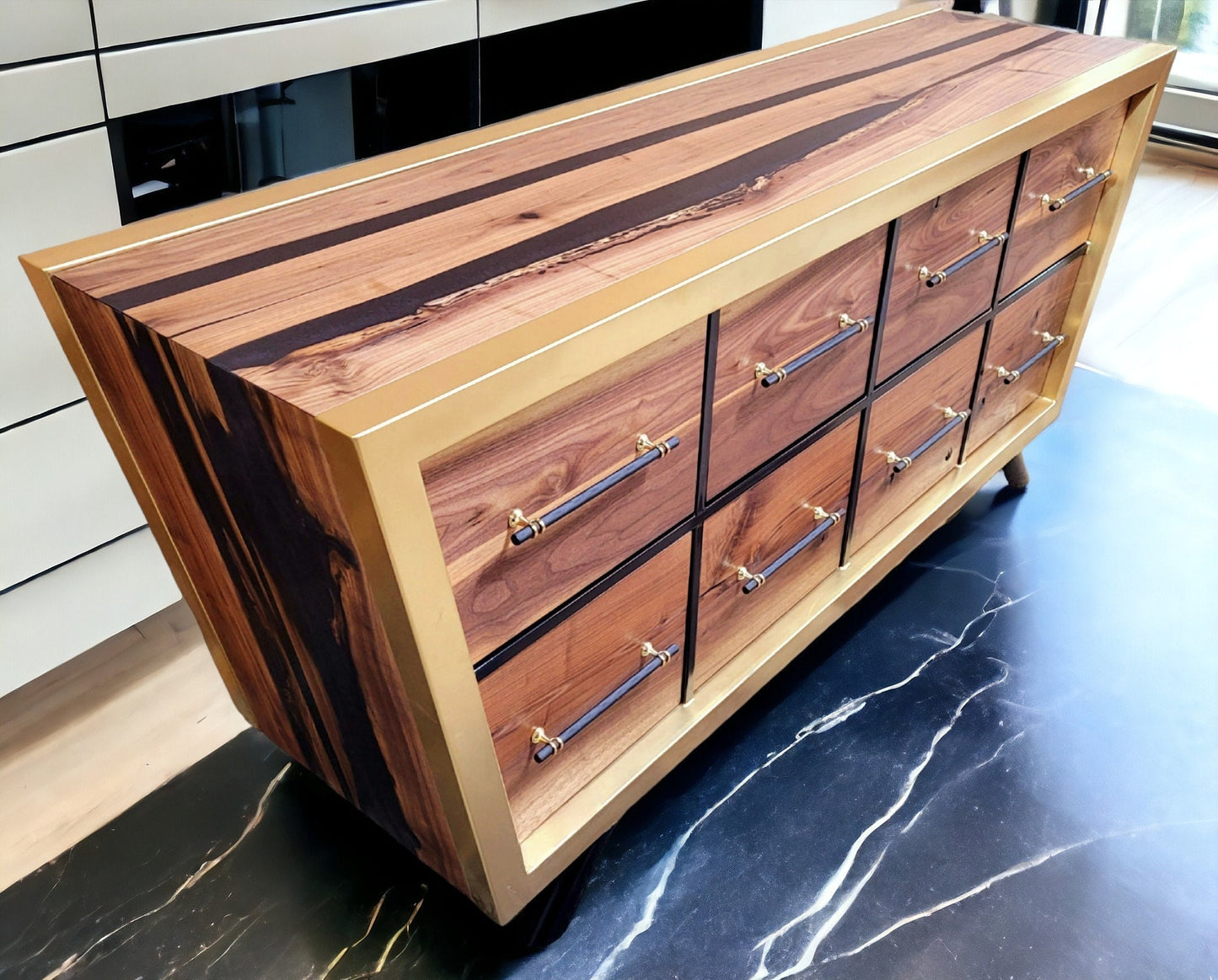 Ready to Ship "Black Gold" Handmade Chest of Drawers