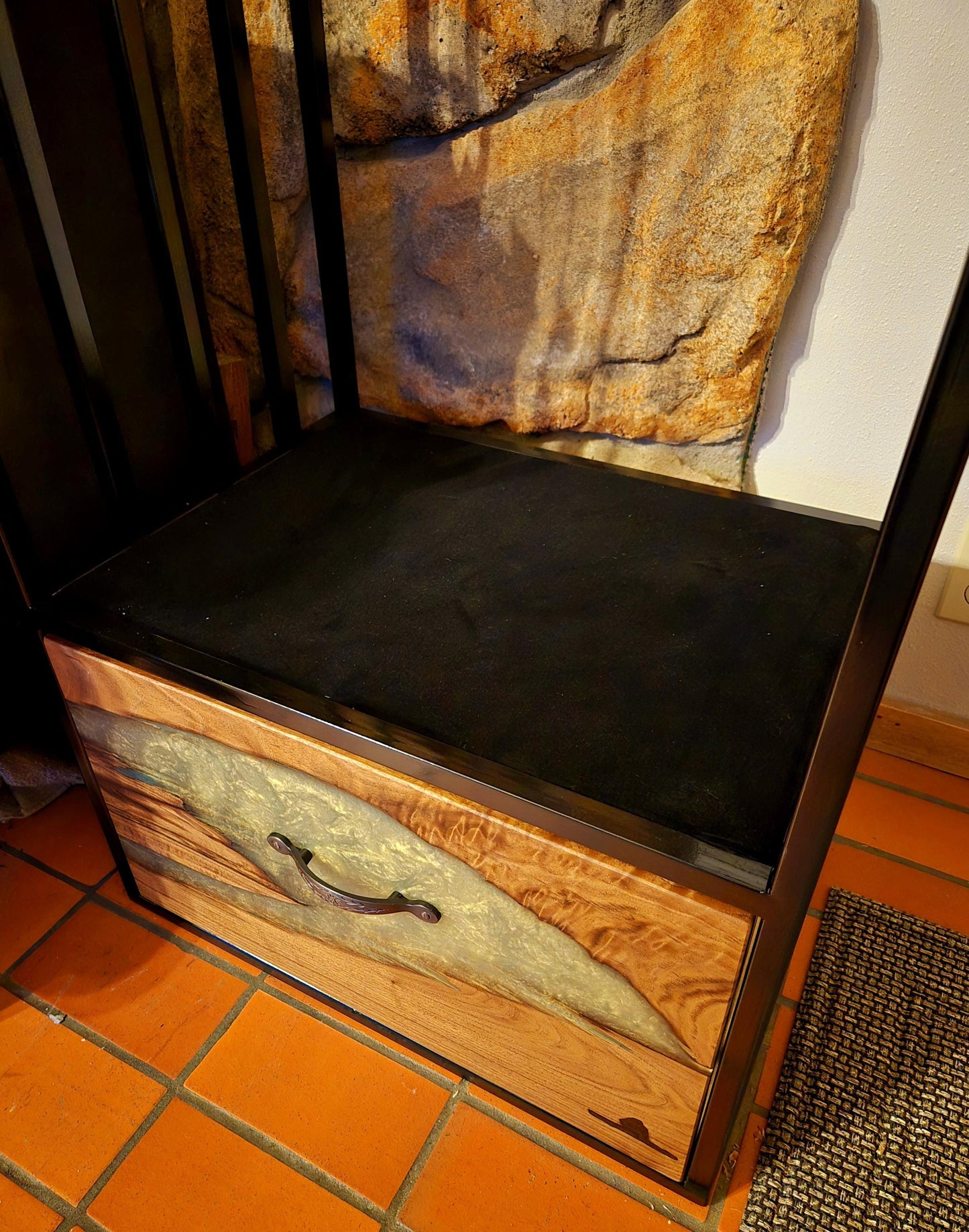 Firewood Storage Wood Holder Epoxy Drawer Velvet Shelves