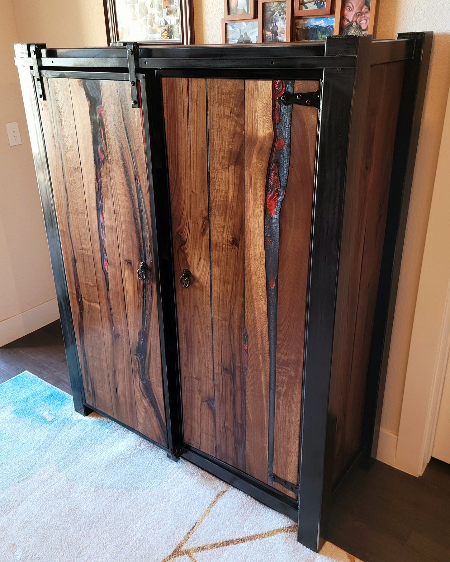Custom Barndoor Dresser - Handmade to Order - American Black Walnut & Epoxy Inlay