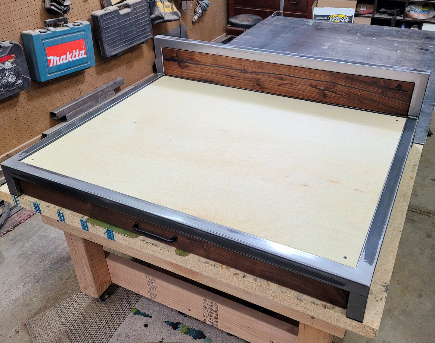 Made to Order! - Custom Pet Bed with Drawer- Handmade in Colorado - Real Metal & Black Walnut - Custom made Cat Dog Animal Bed