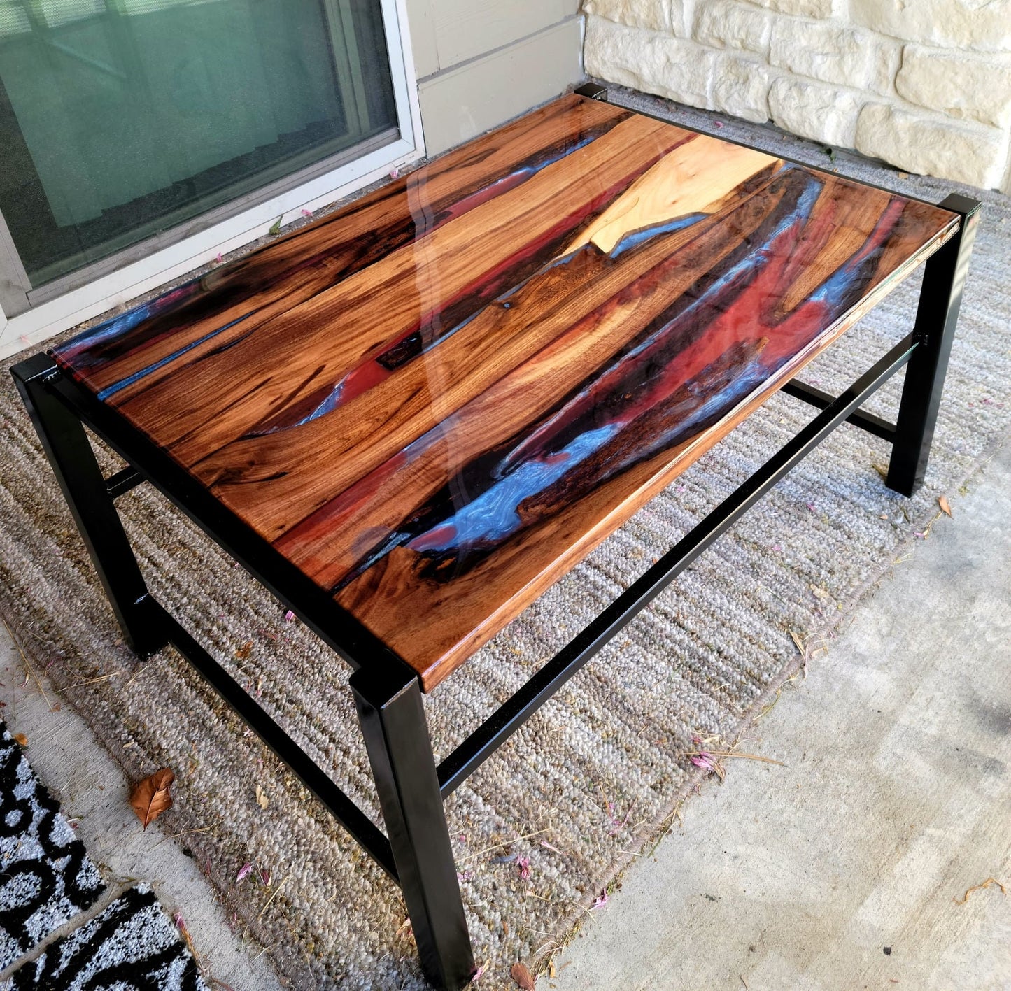 Epoxy Coffee Table - Living Room Console - Walnut Side Table