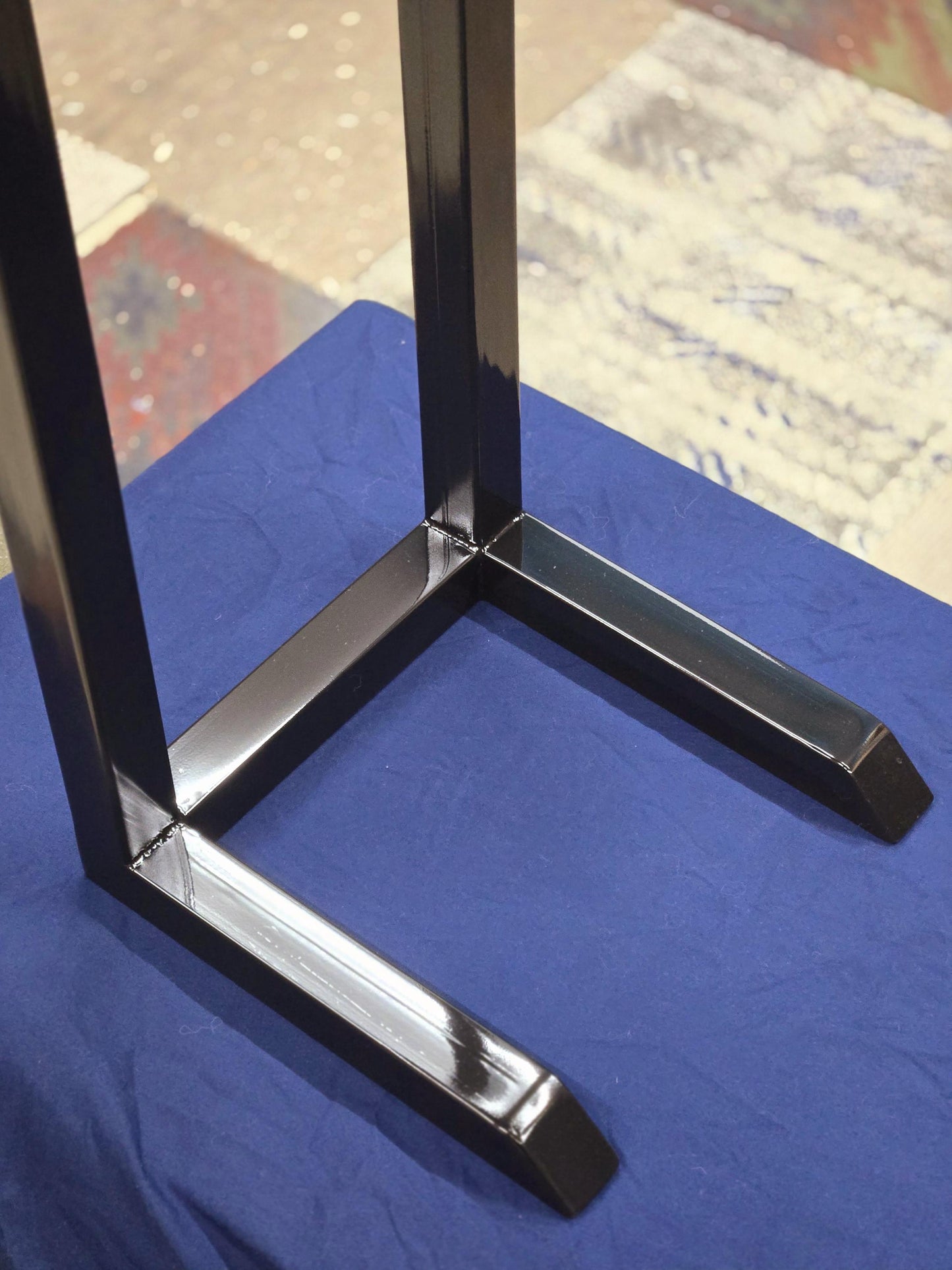 Clear Side Table - Handmade Real Steel & American Walnut with Ghost Copper epoxy