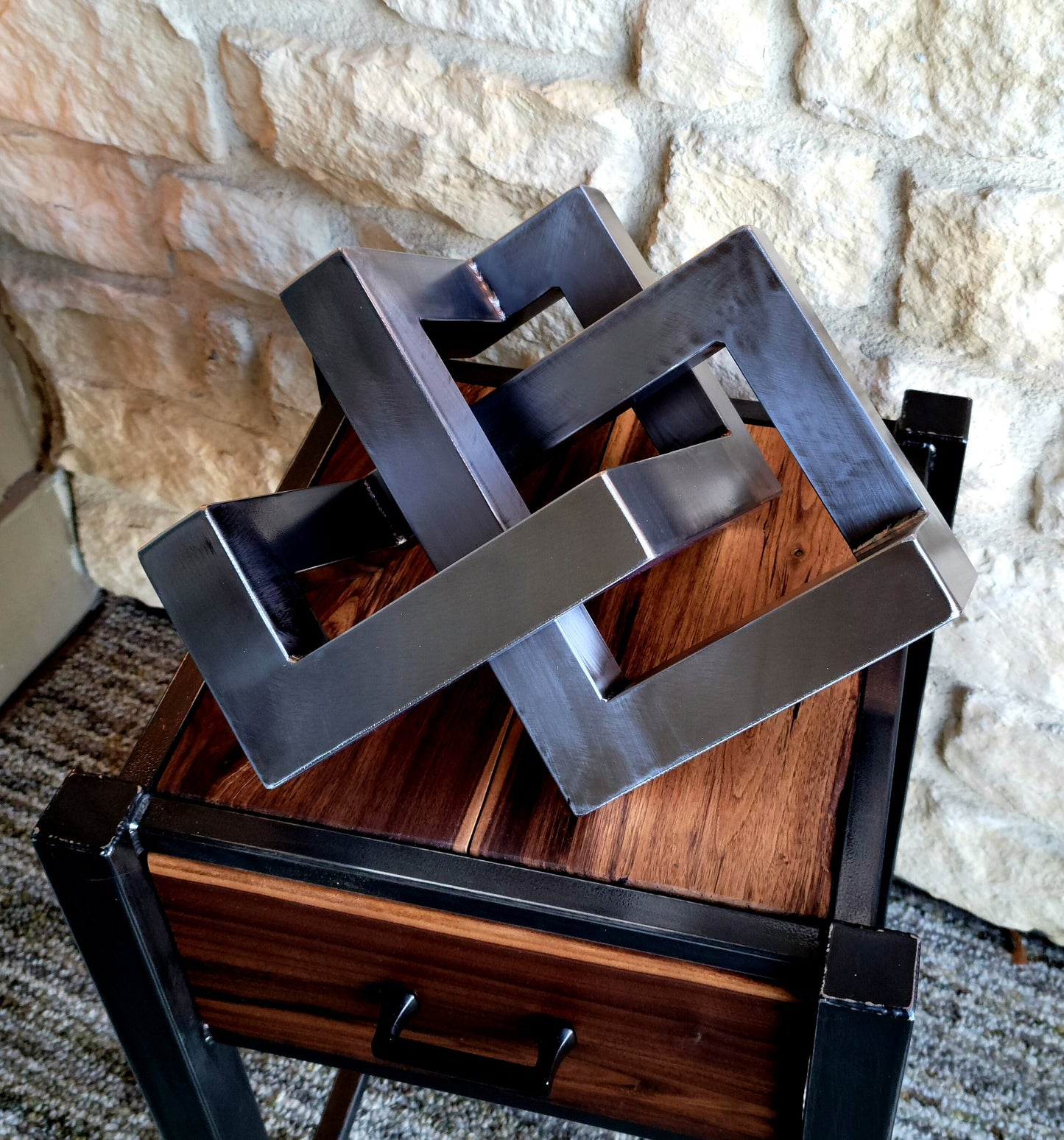 Made to Order! - Steel Infiniti/Infinity Cube Knot- Every piece Handmade in Colorado - Base Optional