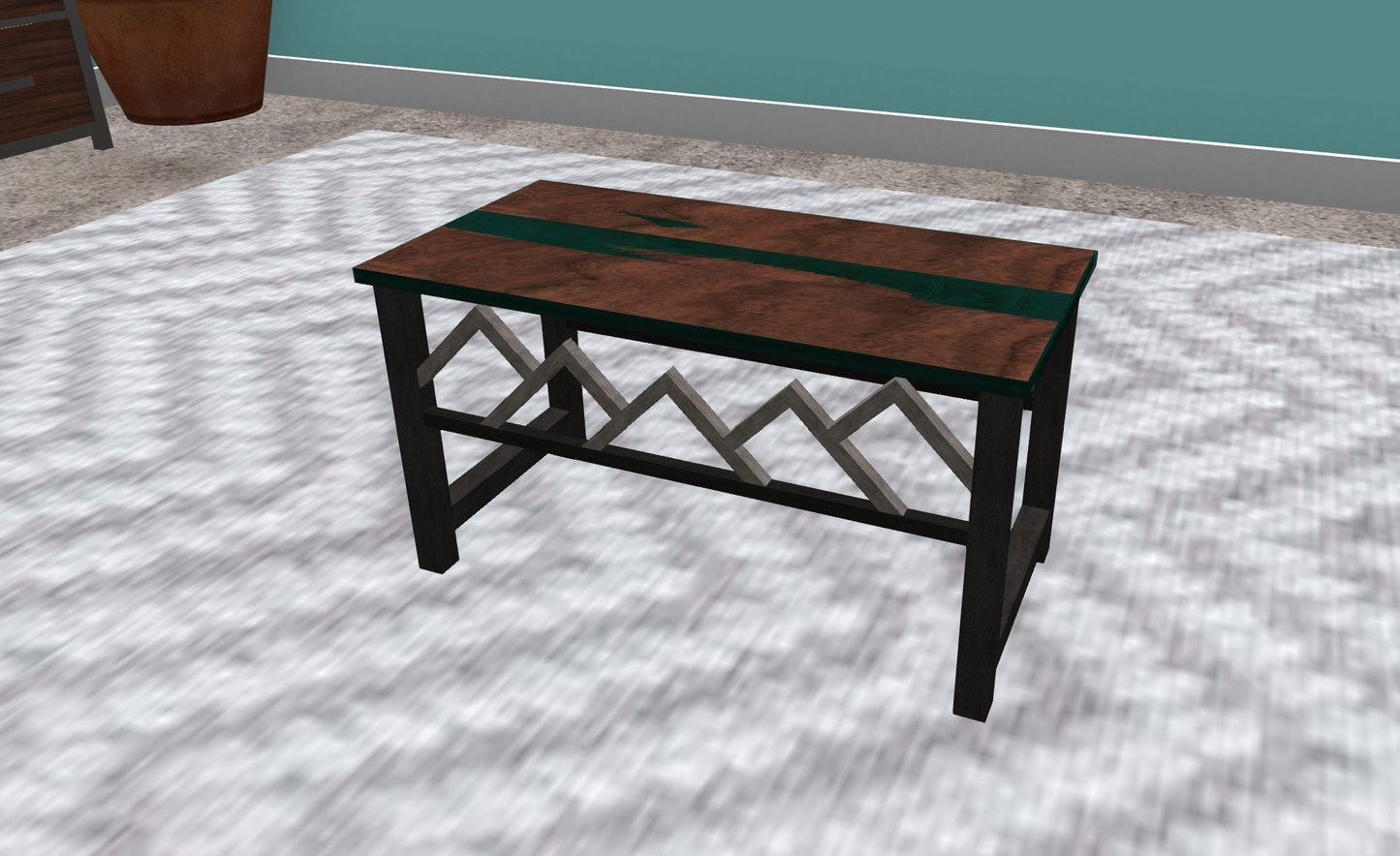 Made to Order - Mountian Modern Coffee Table - American Black Walnut with Epoxy Inlay