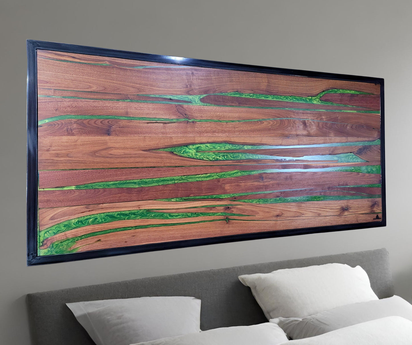 Made to Order Headboard ~ American Black Walnut & Epoxy ~ Handmade Rustic Modern Wall Mounted