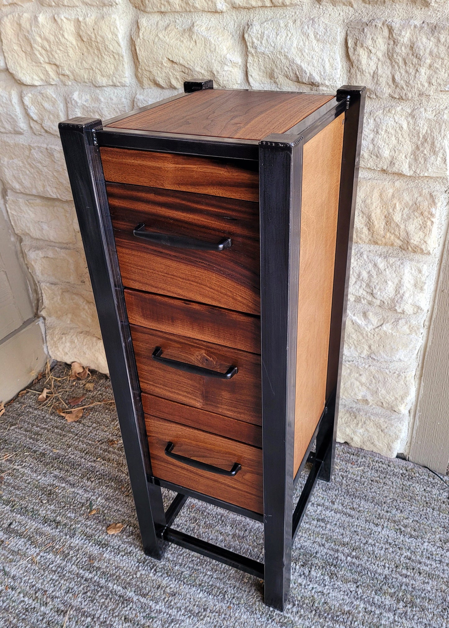Custom Order! - Three Drawer Nightstands with American Black Walnut & Real Steel