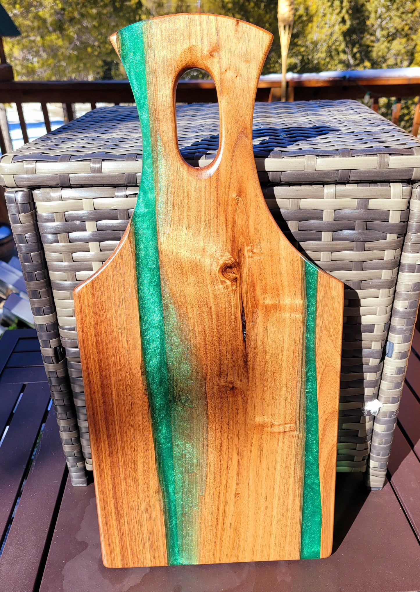 Made to Order! - Emerald Green & Gold - American Black Walnut Cutting Board Colored Epoxy