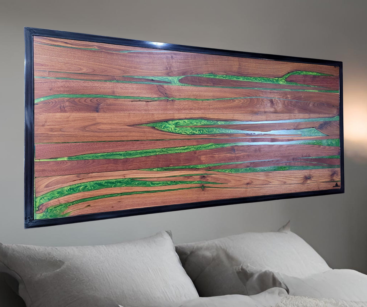 Made to Order Headboard ~ American Black Walnut & Epoxy ~ Handmade Rustic Modern Wall Mounted