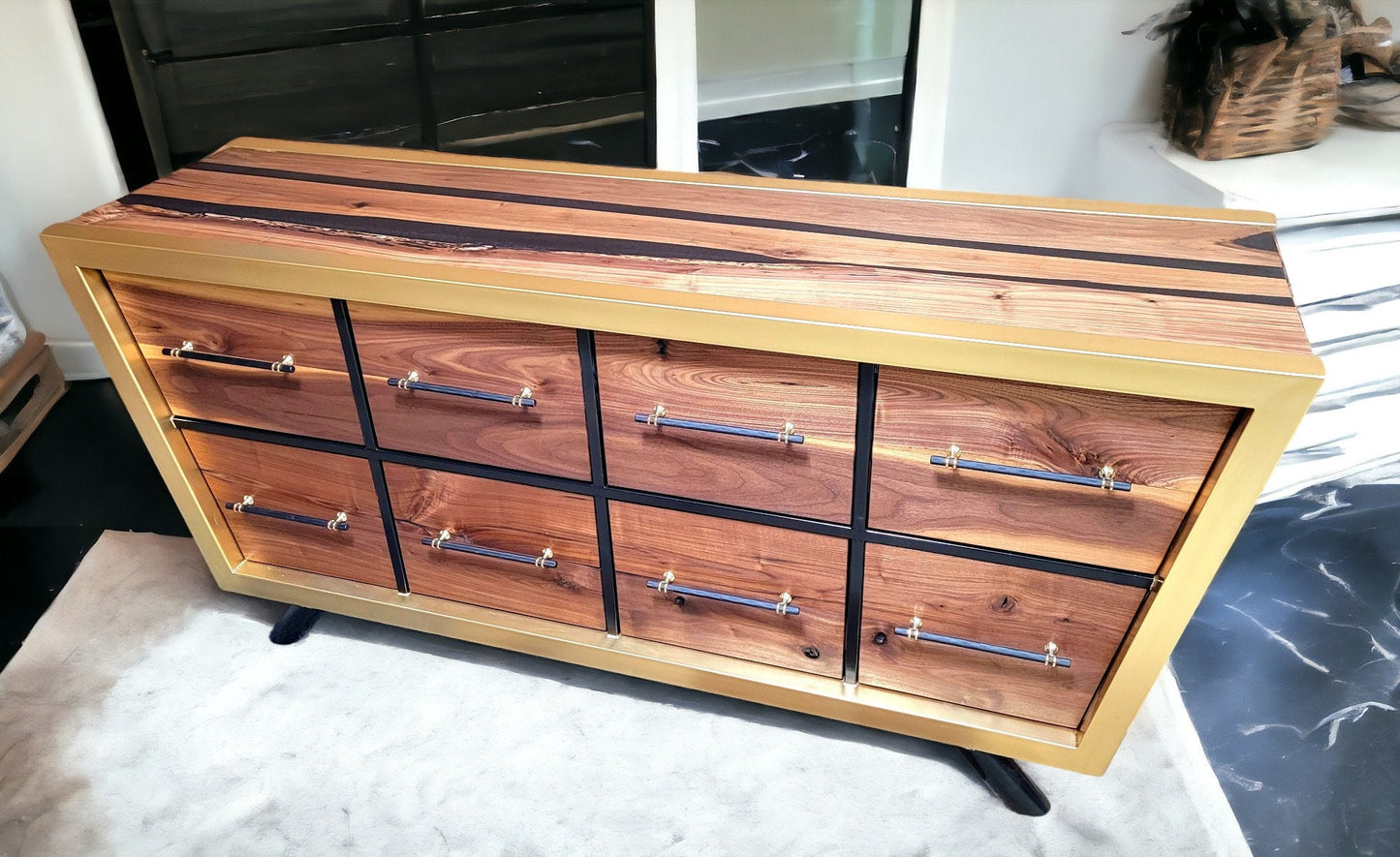 Ready to Ship "Black Gold" Handmade Chest of Drawers