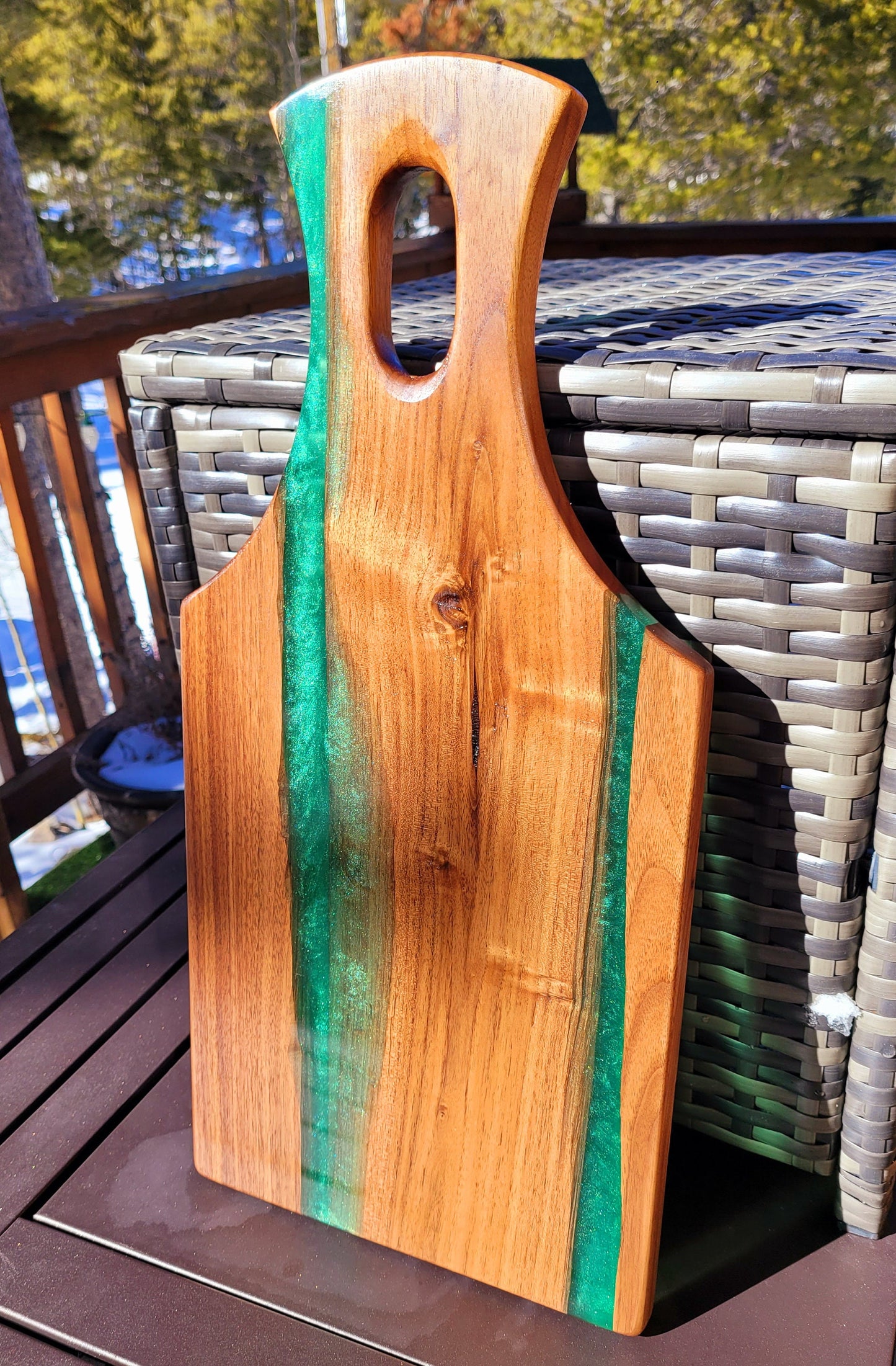 Made to Order! - Emerald Green & Gold - American Black Walnut Cutting Board Colored Epoxy