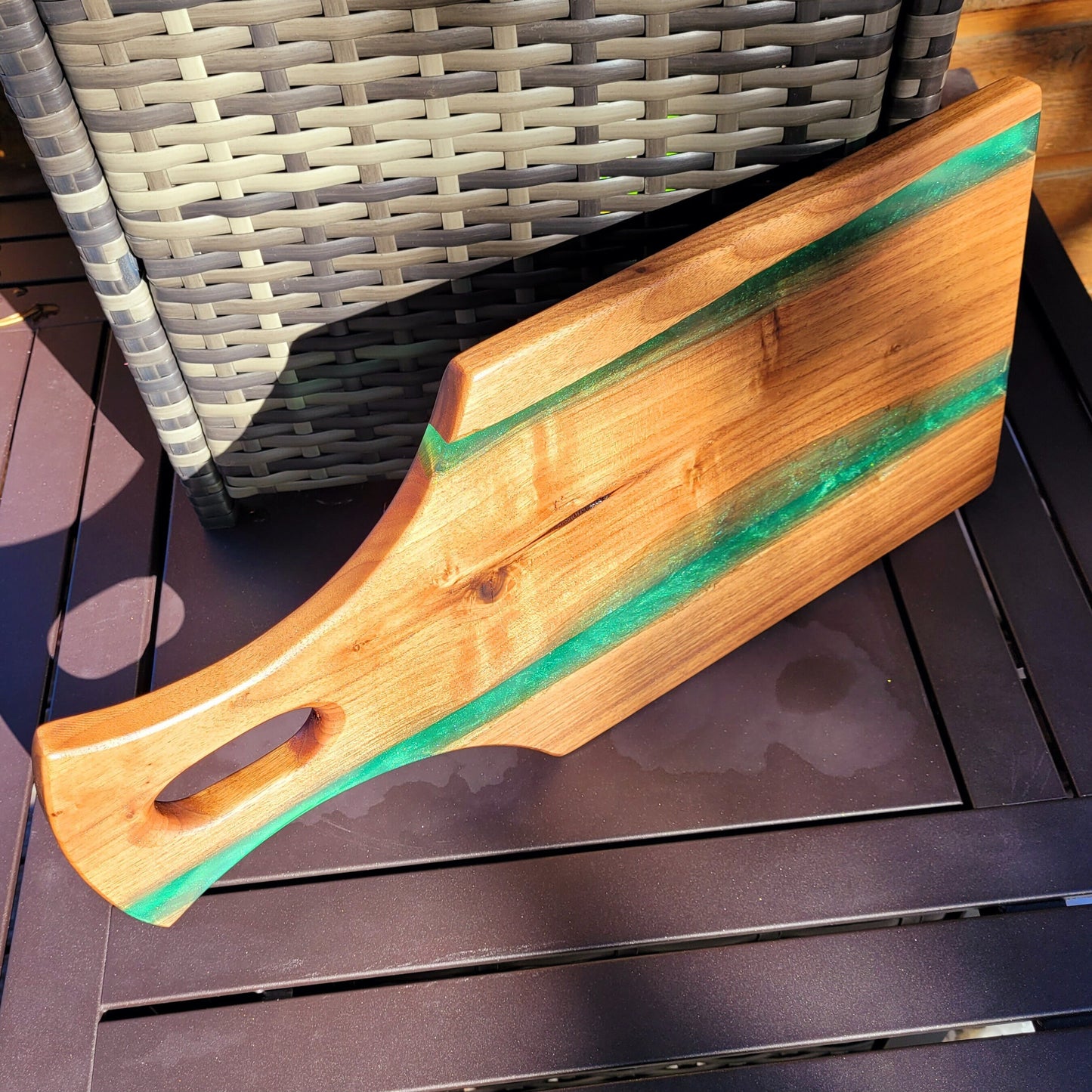 Made to Order! - Emerald Green & Gold - American Black Walnut Cutting Board Colored Epoxy