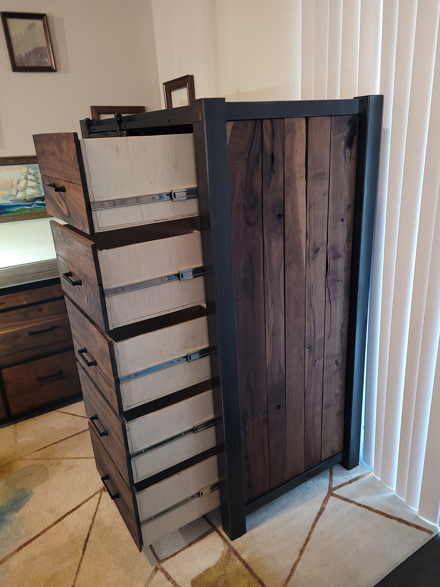 Custom Order! - Oversized Barndoor Dresser - Handmade to Spec - American Black Walnut & Epoxy Inlay