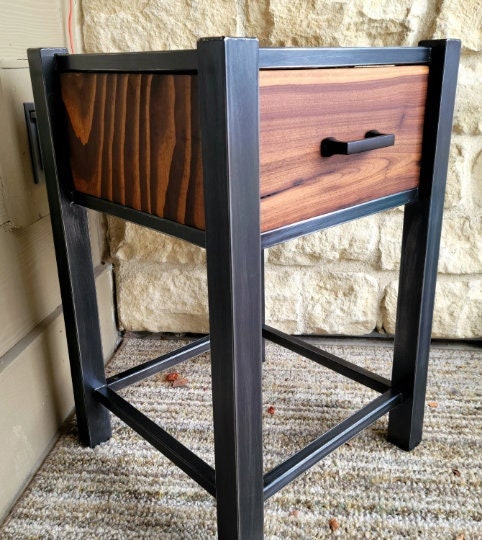 Rustic Side Table or Nightstand - Bedside Table - Small Side Stand with Drawers