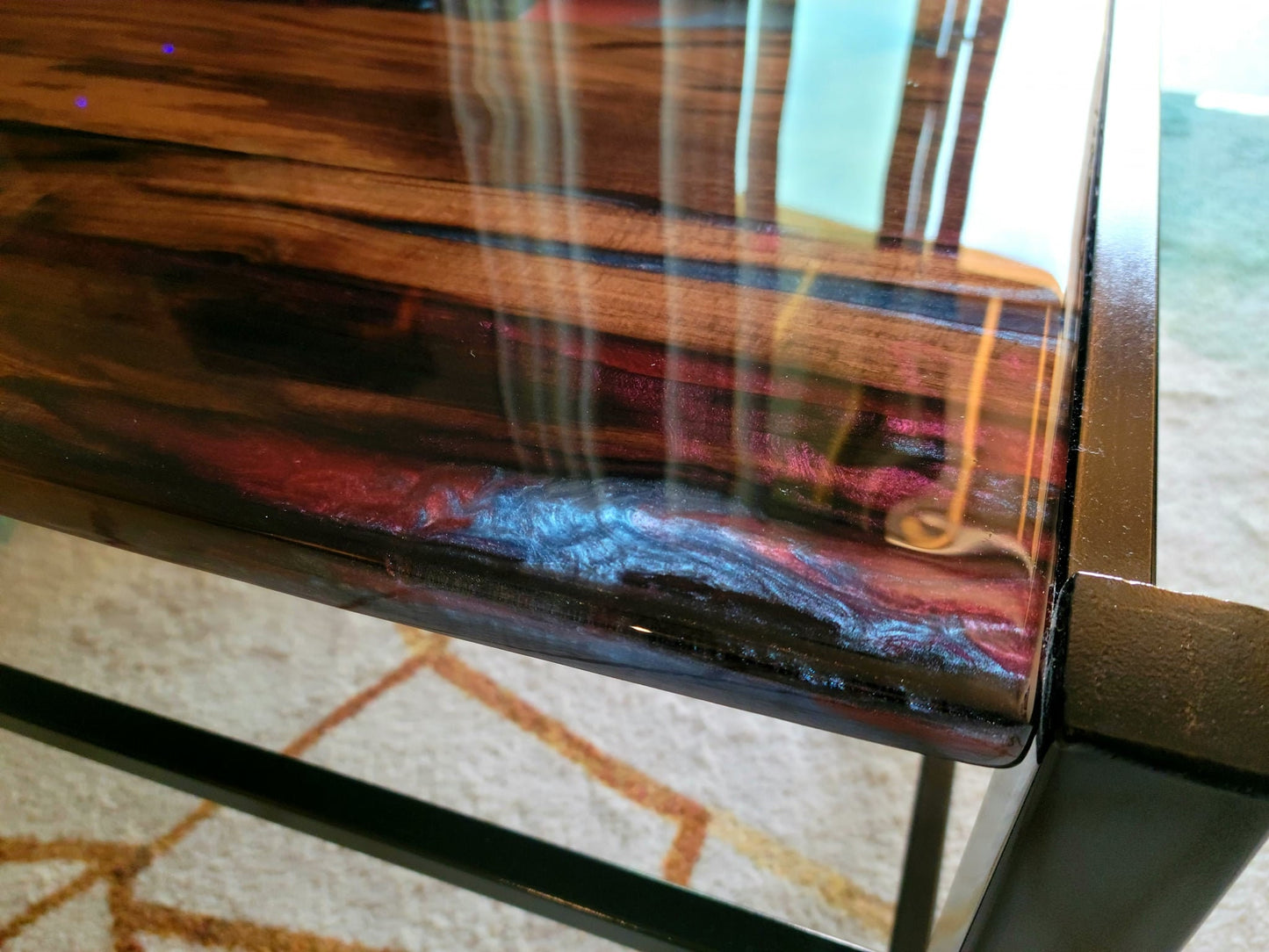 Epoxy Coffee Table - Living Room Console - Walnut Side Table