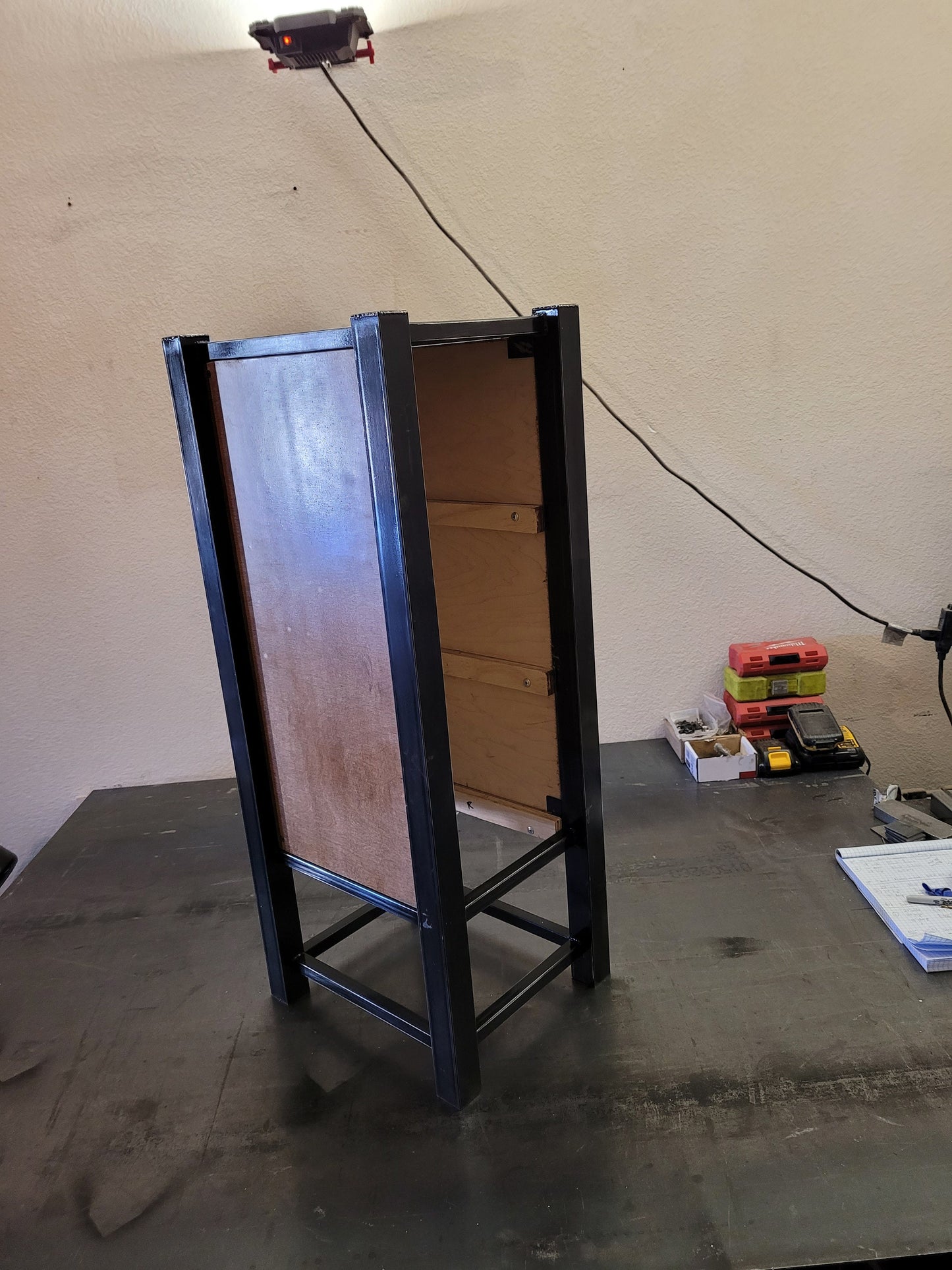 Three Drawer Tall Nightstand - American Walnut and Real Steel
