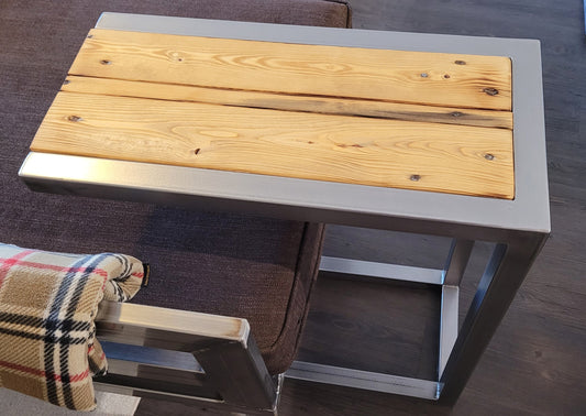 Custom Order C-Side Table - White Oak or Black Walnut - Colored Epoxy Available