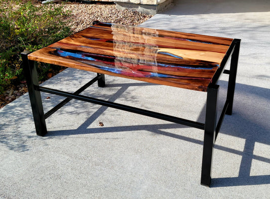 Epoxy Coffee Table - Living Room Console - Walnut Side Table
