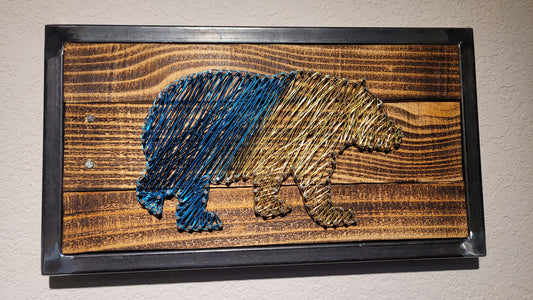 Made to Order! - Custom Metal Wire Wall Art - Mountains and Sun - Blue and Gold