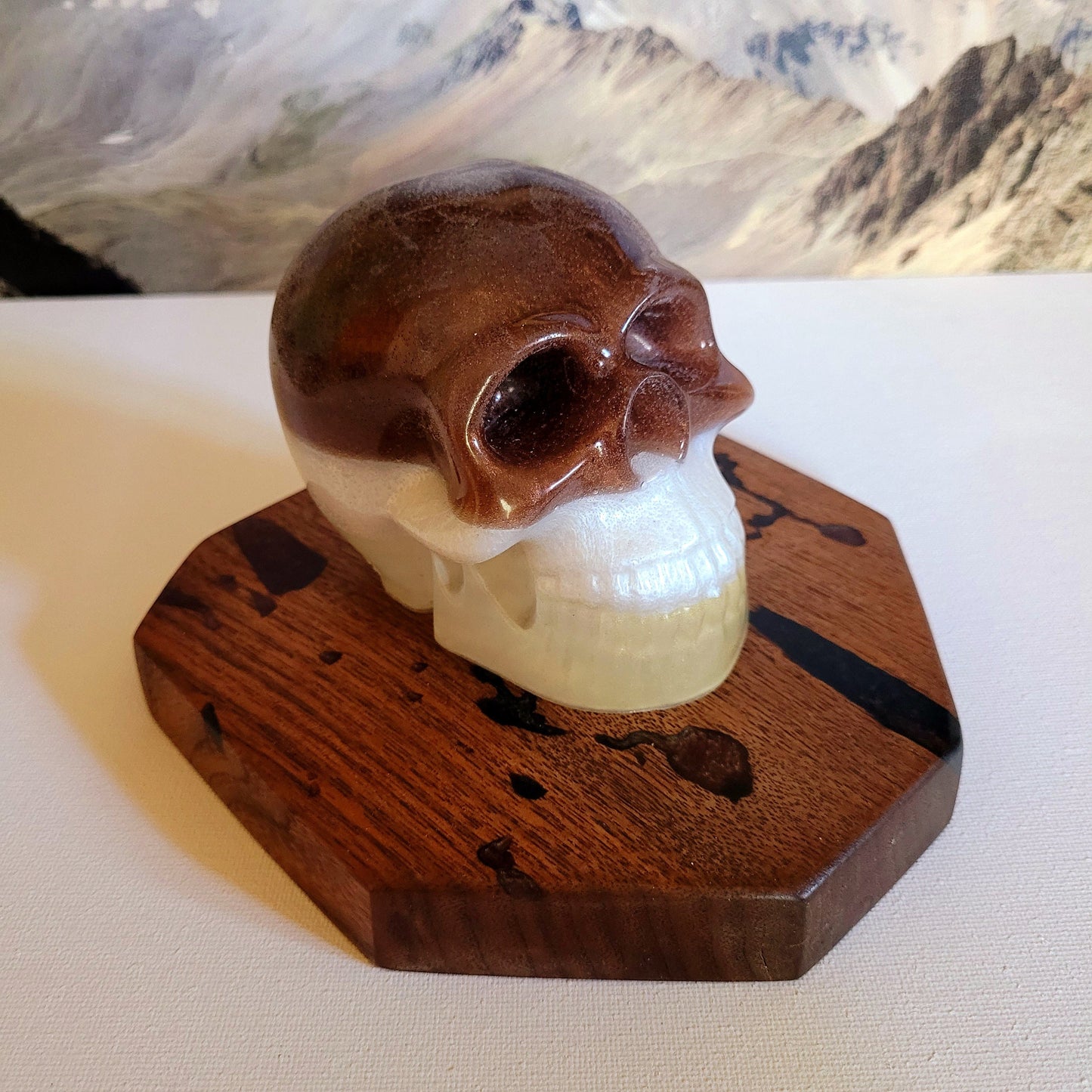 Halloween Decor - Mahogany & Pure White Skull