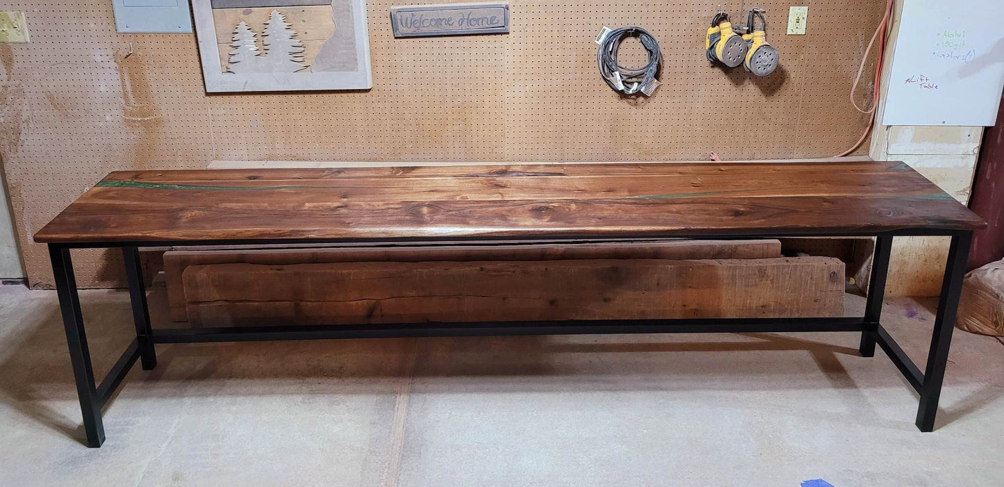 Start a Discussion! - Colored Epoxy Resin Table - 100% Handmade in Colorado - Black Walnut - Black Diamond Pigments