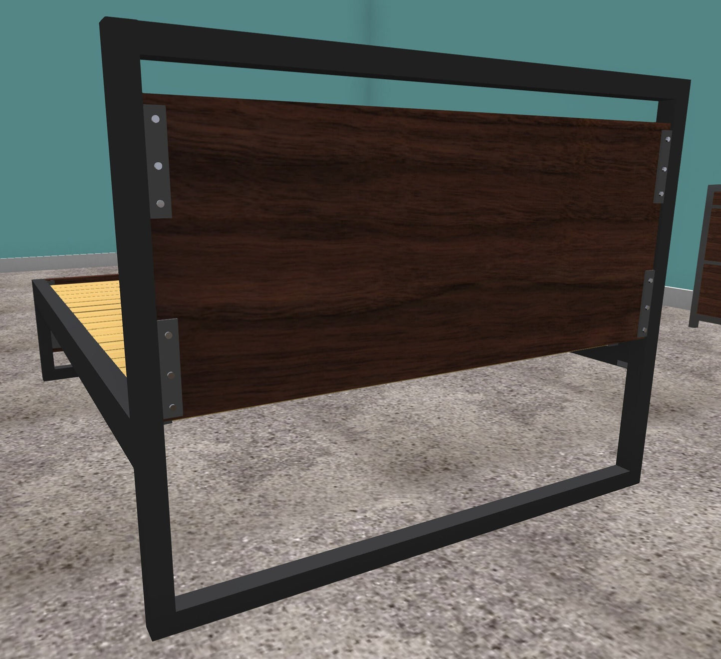 Live Edge American Walnut and Metal Bed - Made to Order