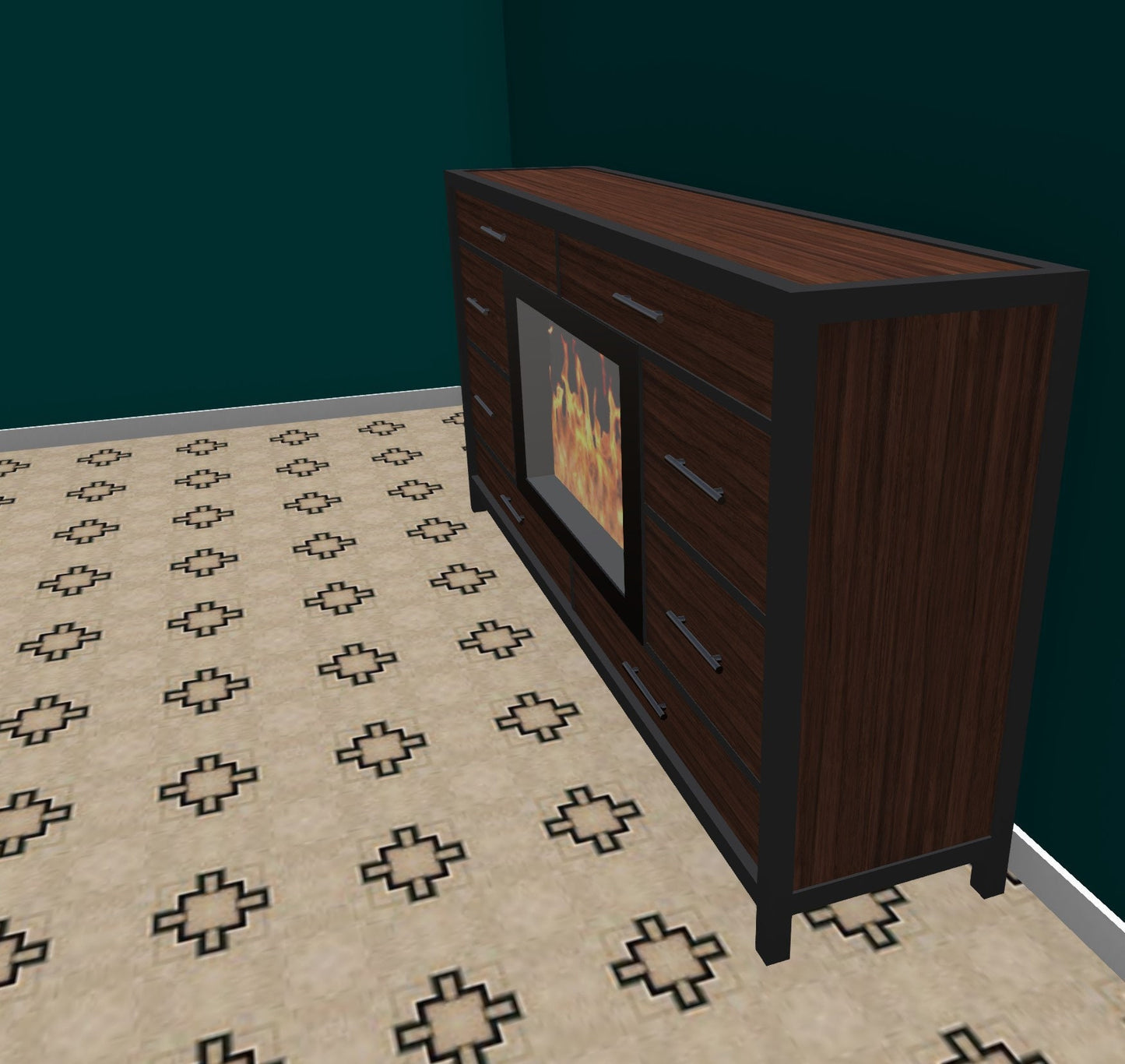 Start a Discussion! - Custom Dresser/Hutch with Electric Fireplace & American Walnut