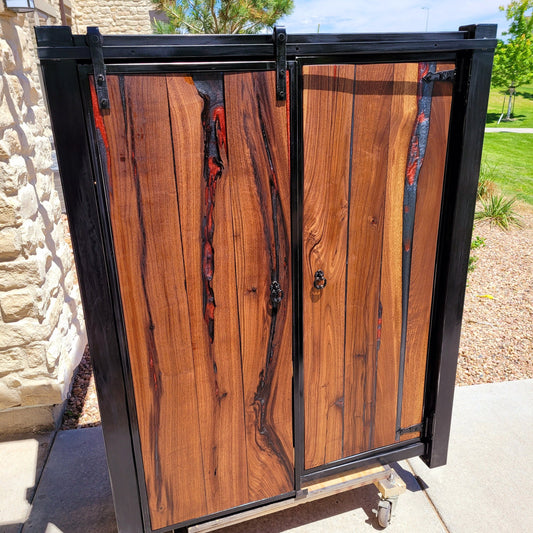 Custom Barndoor Dresser - Handmade to Order - American Black Walnut & Epoxy Inlay
