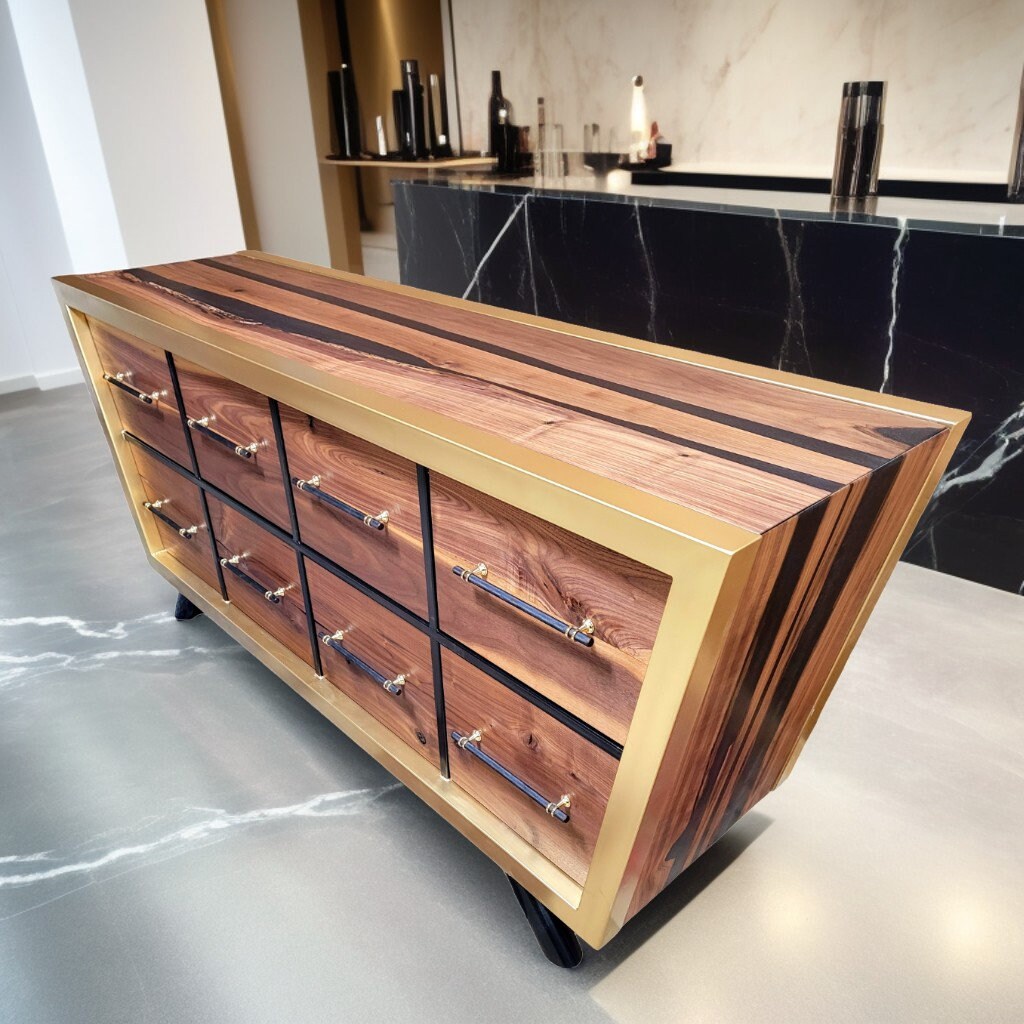 Ready to Ship "Black Gold" Handmade Chest of Drawers
