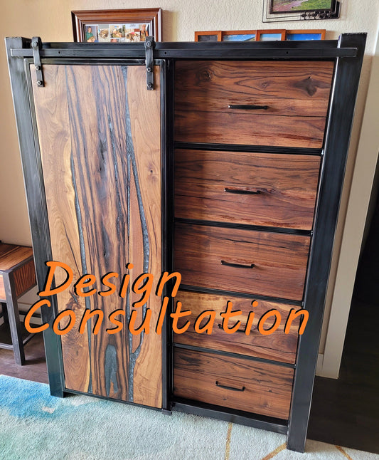 Design Consultation - Oversized Barndoor Dresser - Handmade to Order - American Black Walnut & Epoxy Inlay