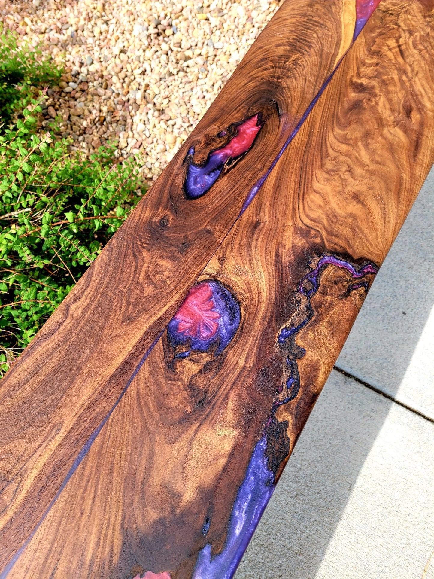 Made to Order - Purple Rain & Savage Red - Oversized Indoor/Outdoor Bench - Plant Table