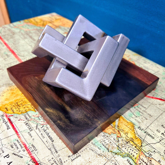 The Real Infiniti Cube - Handmade from Real Steel - American Walnut & Epoxy base