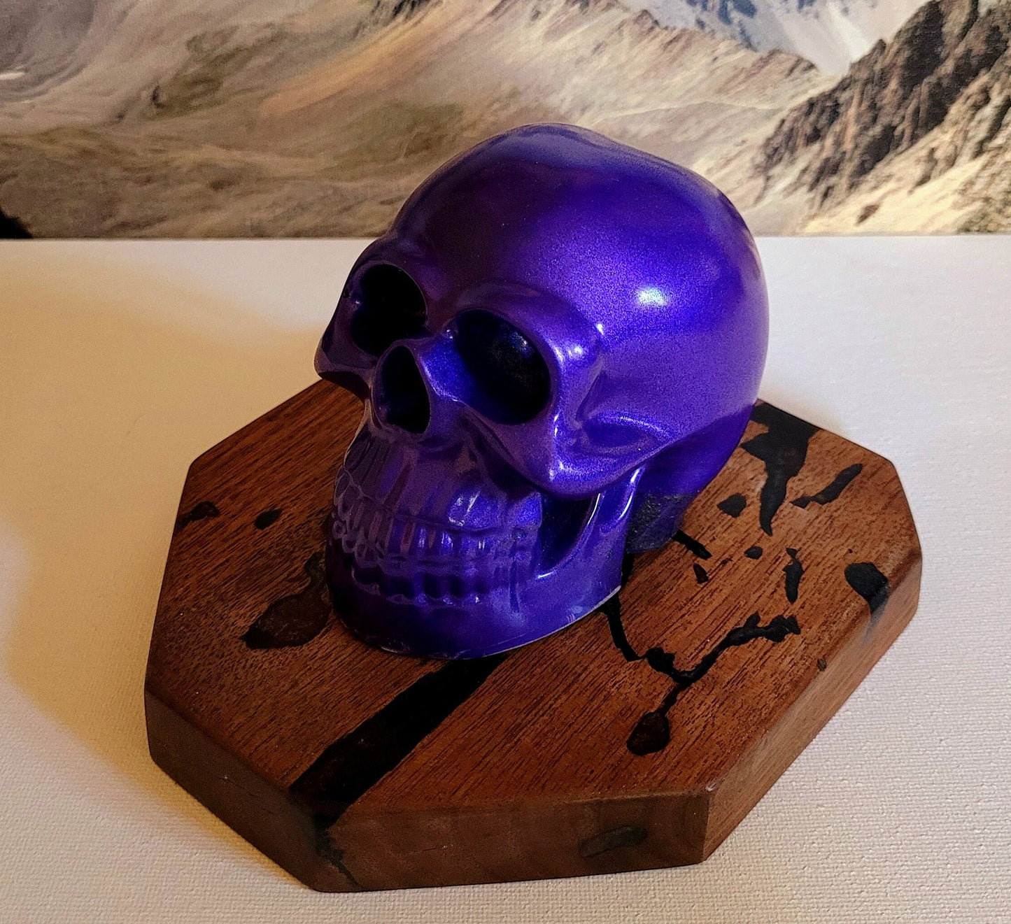 Halloween Decor - Purple Skull with Display Base