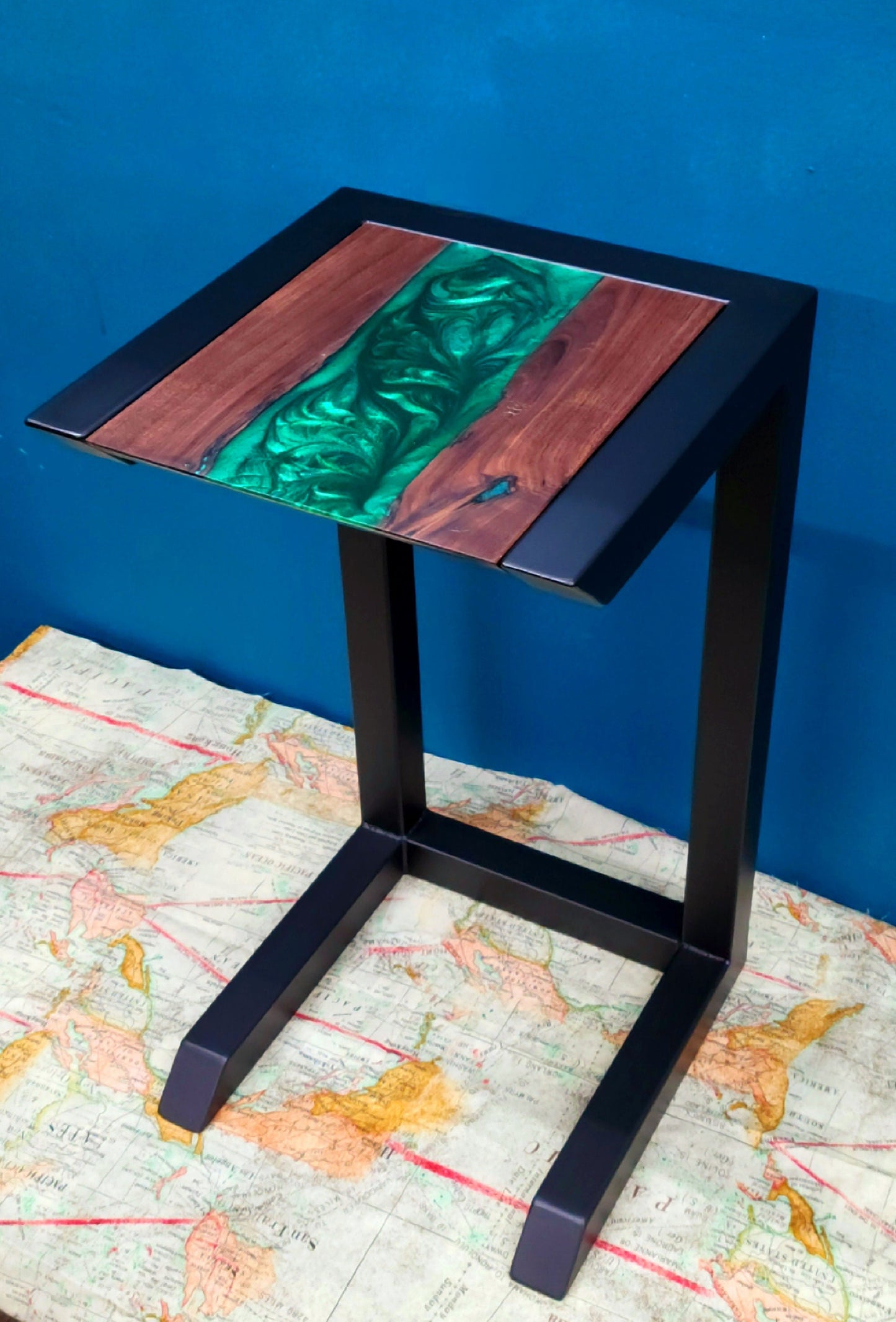 Made to Order - Epoxy Resin Couch Side Table - Coffee Table - C-side Desk - Handmade in USA
