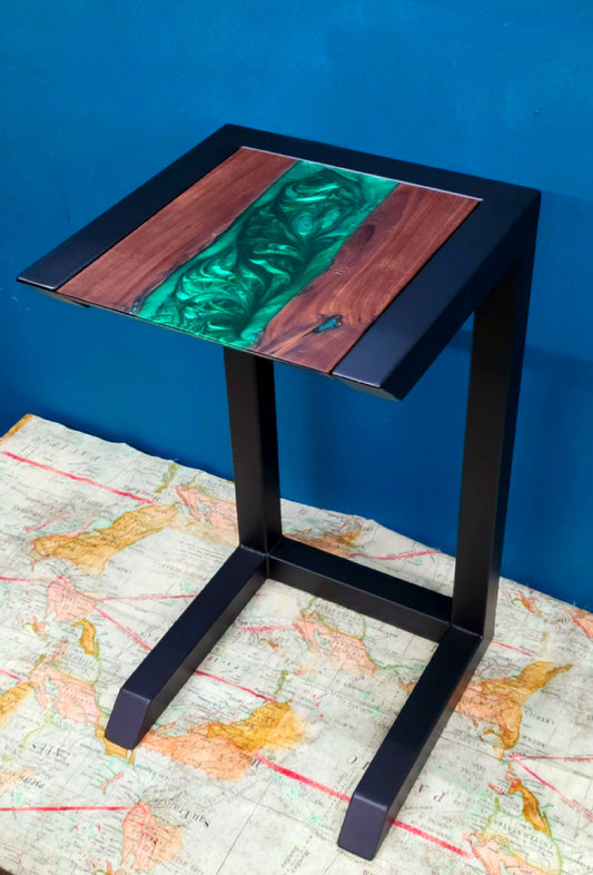 Made to Order - Epoxy Resin Couch Side Table - Coffee Table - C-side Desk - Handmade in USA